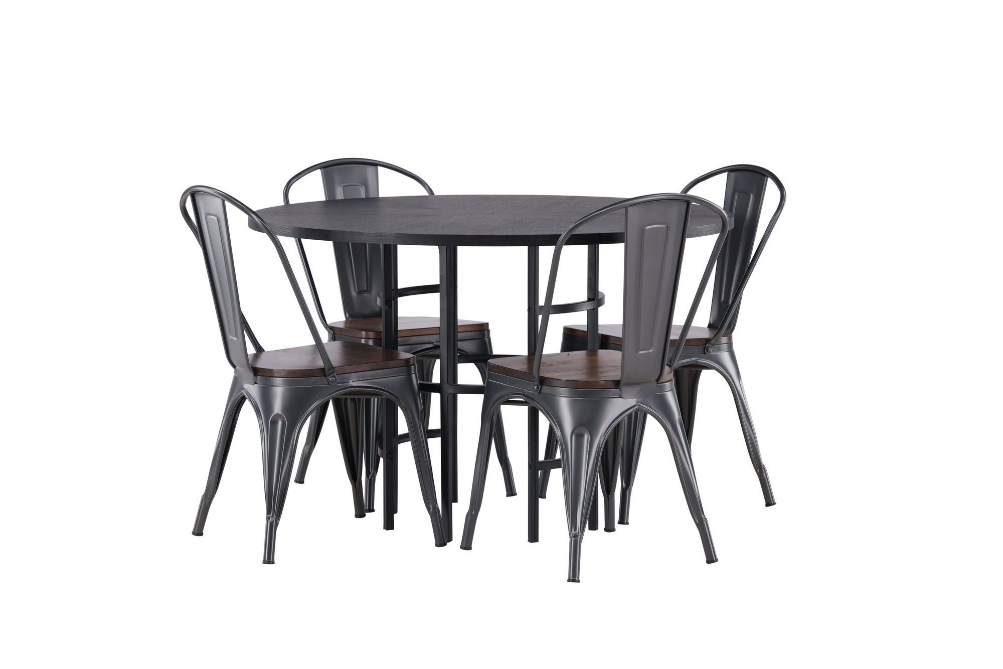 Venture Home Copenhagen spisebord - Black / Black Veneer +Tempe Spisebordsstol - Dark grey / Dark Brown MDF _4