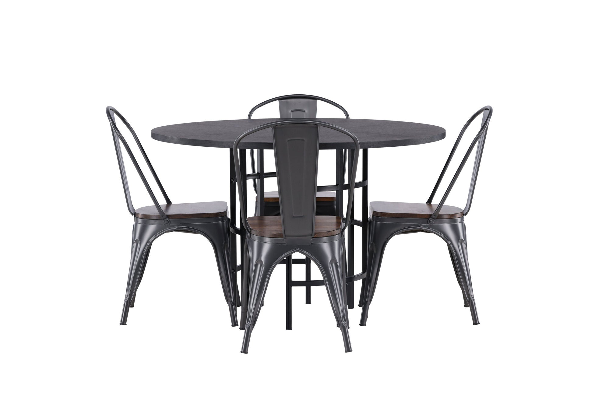 Venture Home Copenhagen spisebord - Black / Black Veneer +Tempe Spisebordsstol - Dark grey / Dark Brown MDF _4