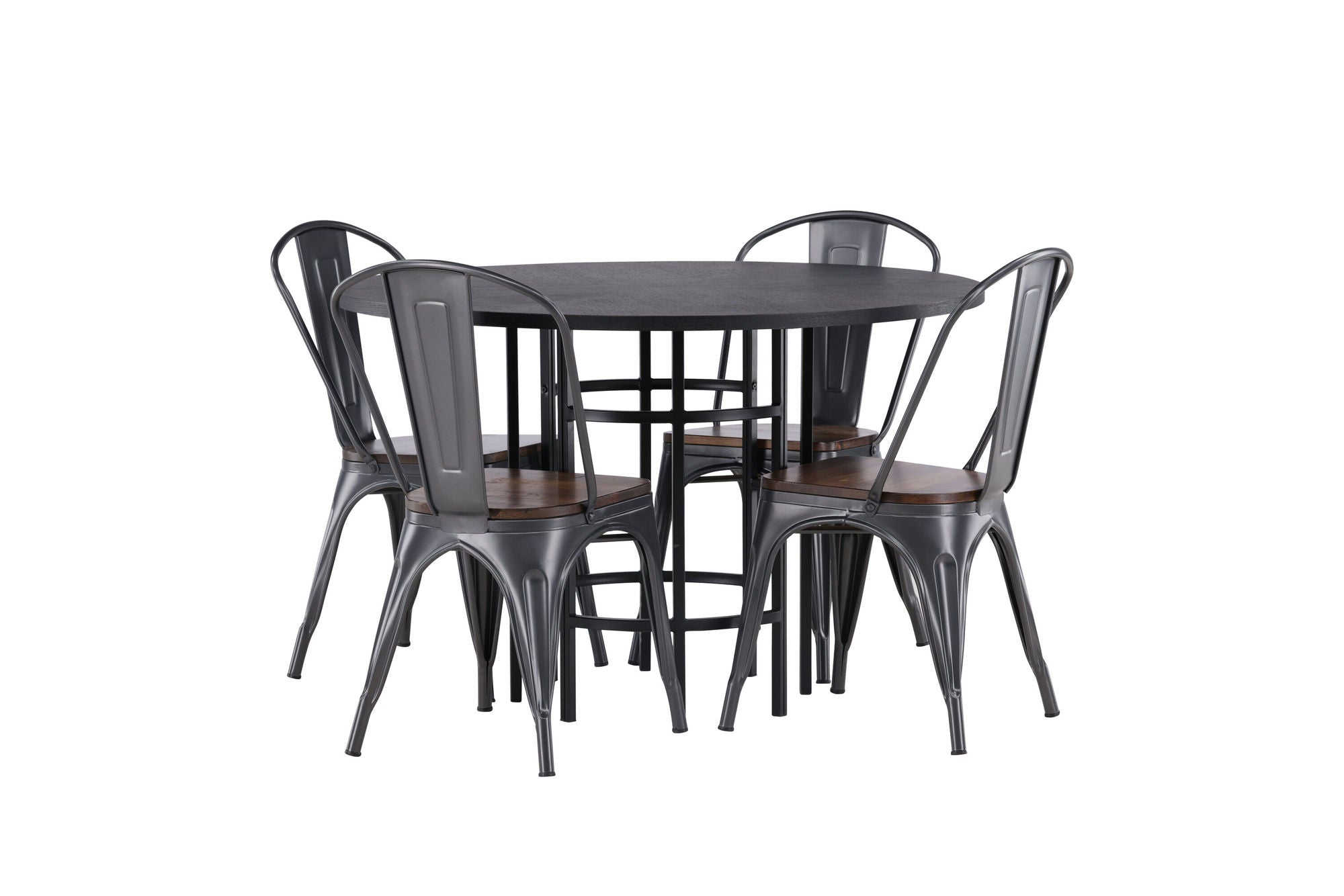 Venture Home Copenhagen spisebord - Black / Black Veneer +Tempe Spisebordsstol - Dark grey / Dark Brown MDF _4