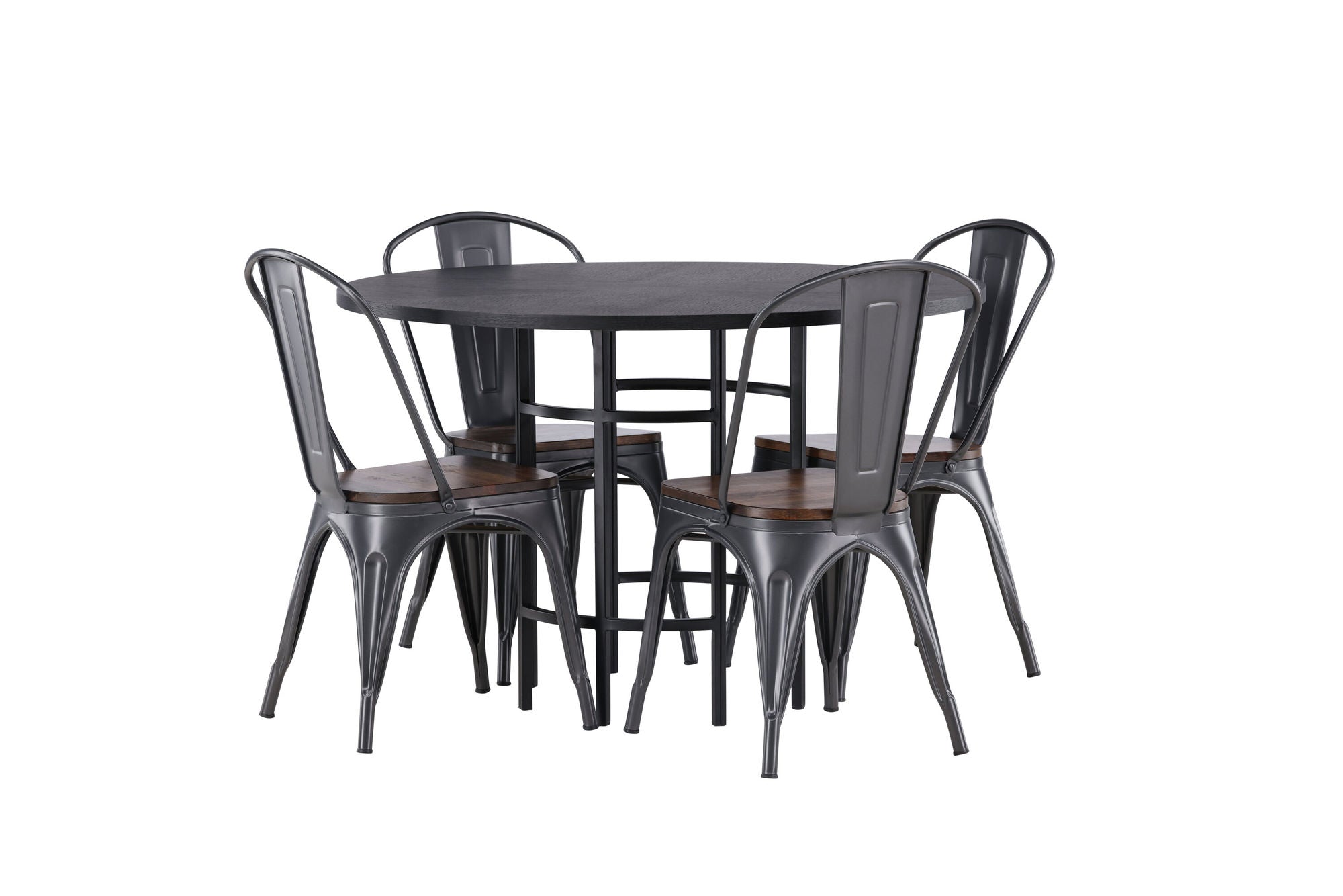 Venture Home Copenhagen spisebord - Black / Black Veneer +Tempe Spisebordsstol - Dark grey / Dark Brown MDF _4