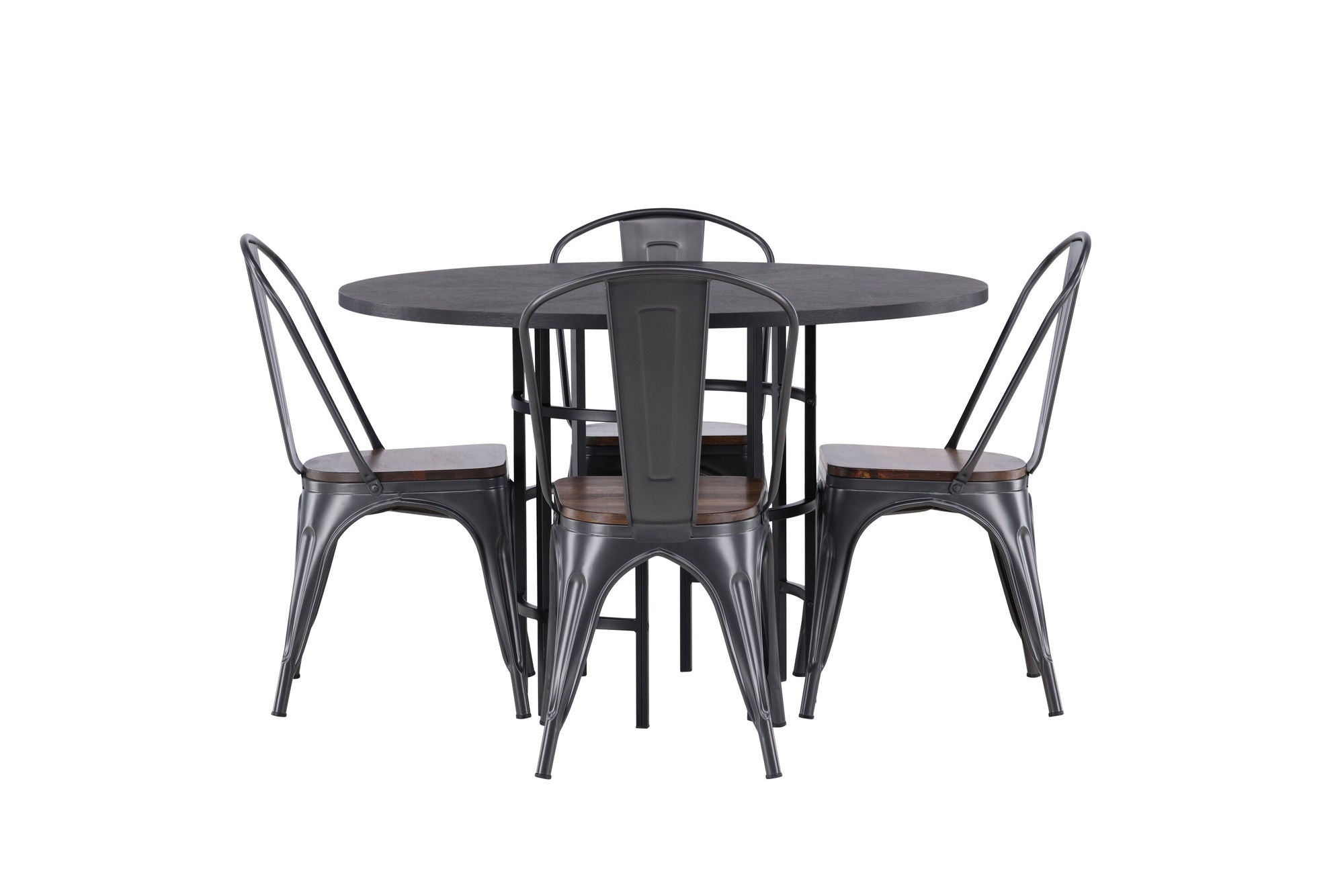 Venture Home Copenhagen spisebord - Black / Black Veneer +Tempe Spisebordsstol - Dark grey / Dark Brown MDF _4
