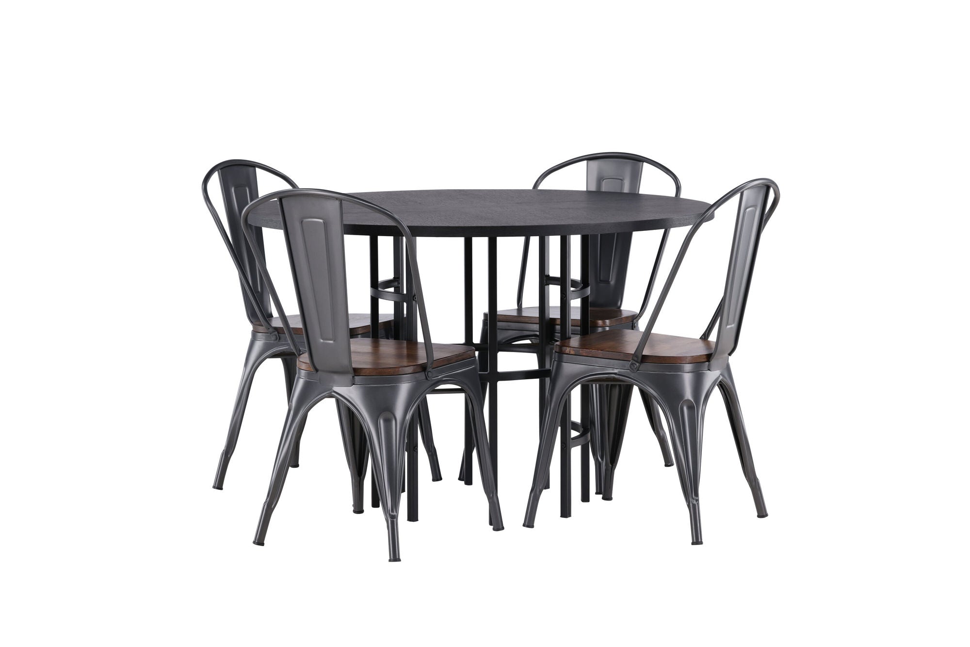 Venture Home Copenhagen spisebord - Black / Black Veneer +Tempe Spisebordsstol - Dark grey / Dark Brown MDF _4