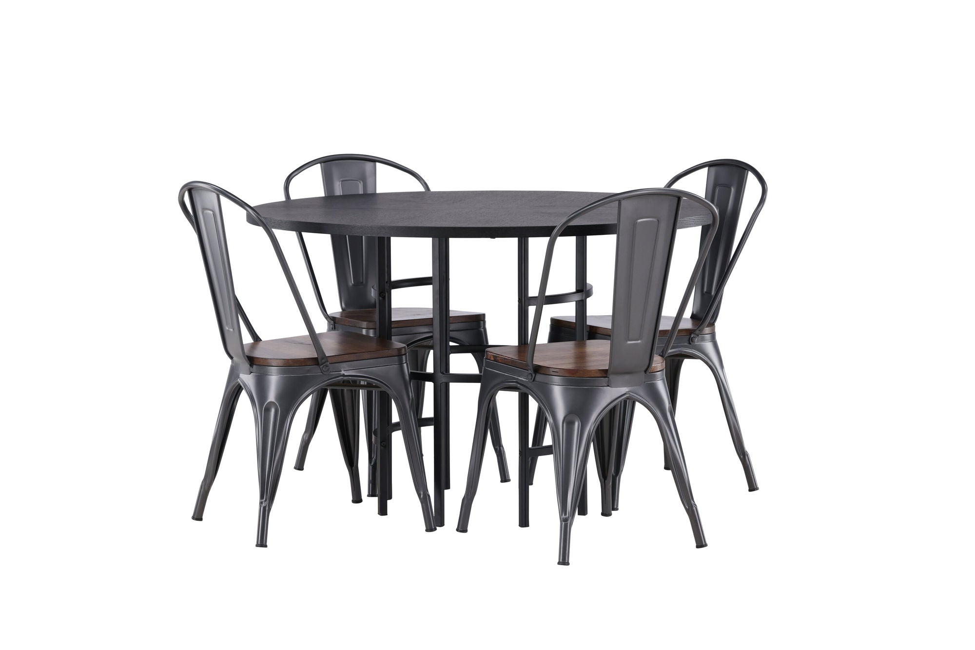 Venture Home Copenhagen spisebord - Black / Black Veneer +Tempe Spisebordsstol - Dark grey / Dark Brown MDF _4