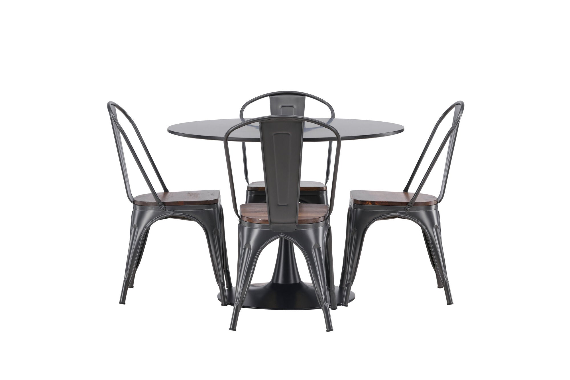 Venture Home Glade spisebord - Black / Black MDF +Tempe Spisebordsstol - Dark grey / Dark Brown MDF _4