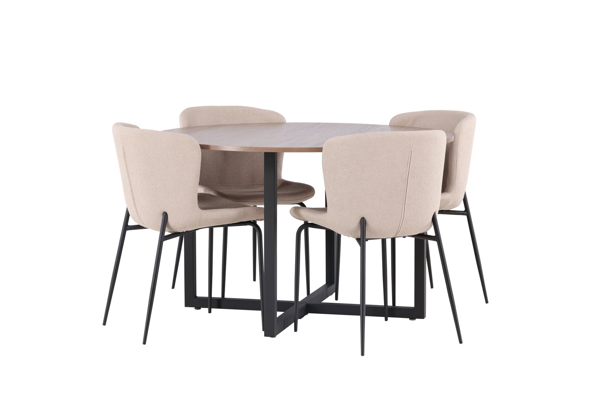 Venture Home Durango spisebord - Black / Walnut MDF +Modesto Spisebordsstol - Grey / Smoked Black Boucle _4