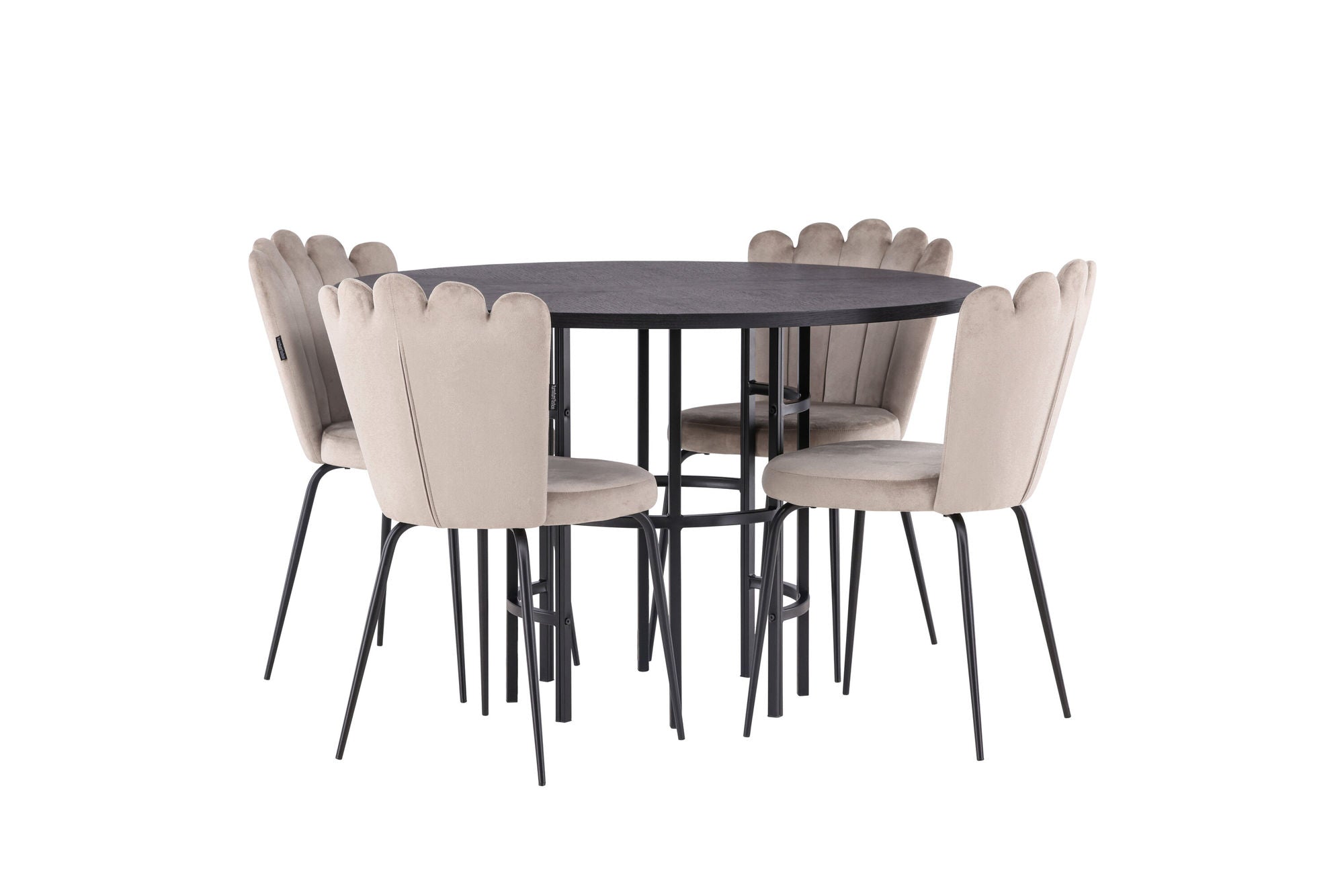 Venture Home Copenhagen spisebord - Black / Black Veneer +Limhamn Light stol - Black / Beige Velvet _4