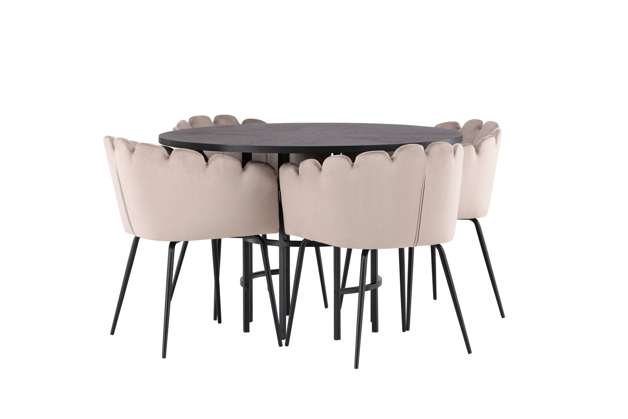 Venture Home Copenhagen spisebord - Black / Black Veneer +Limhamn stol - Black / Beige Velvet _4