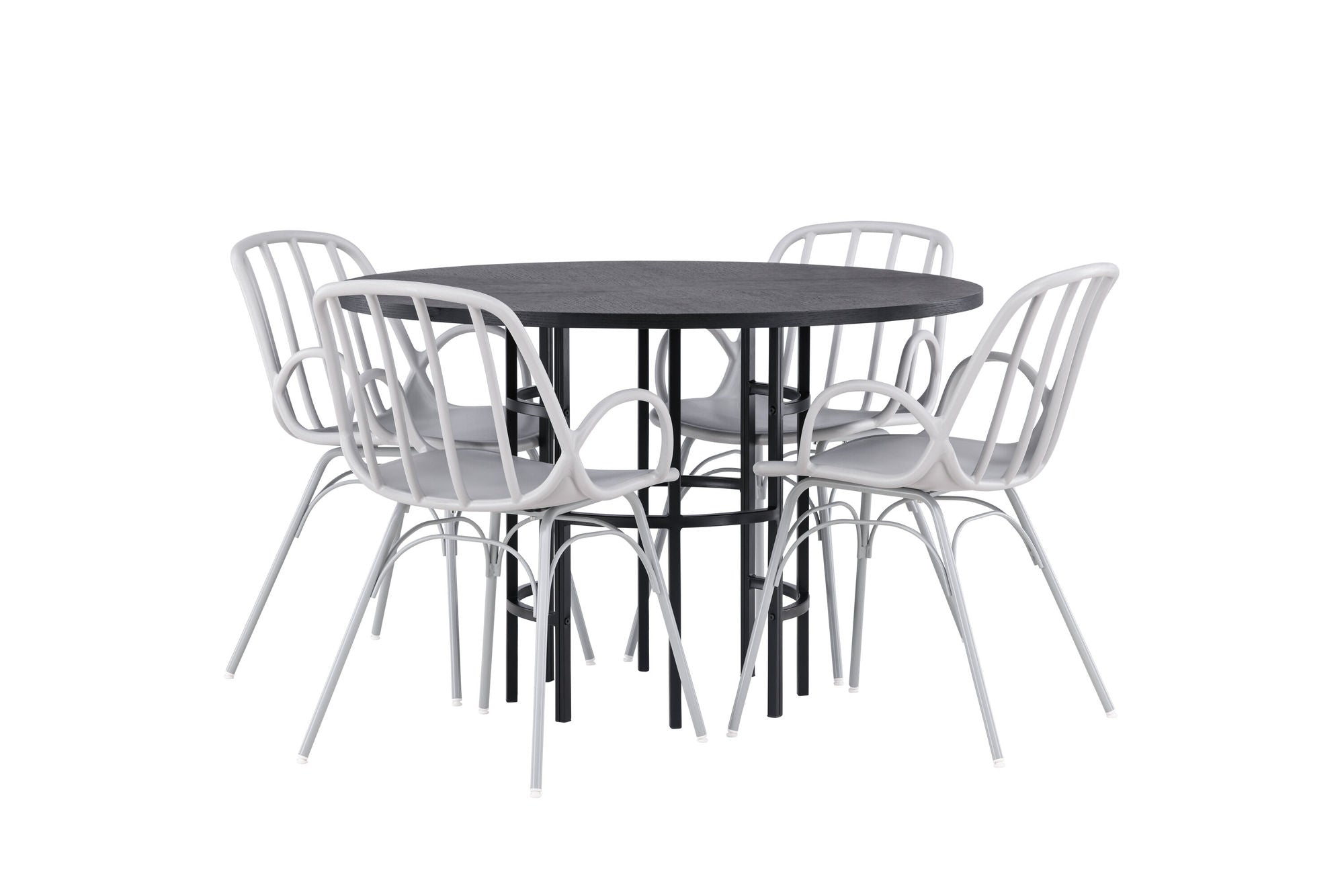 Venture Home Copenhagen spisebord - Black / Black Veneer +Dyrön Spisebordsstol - Greige Polypropylene _4