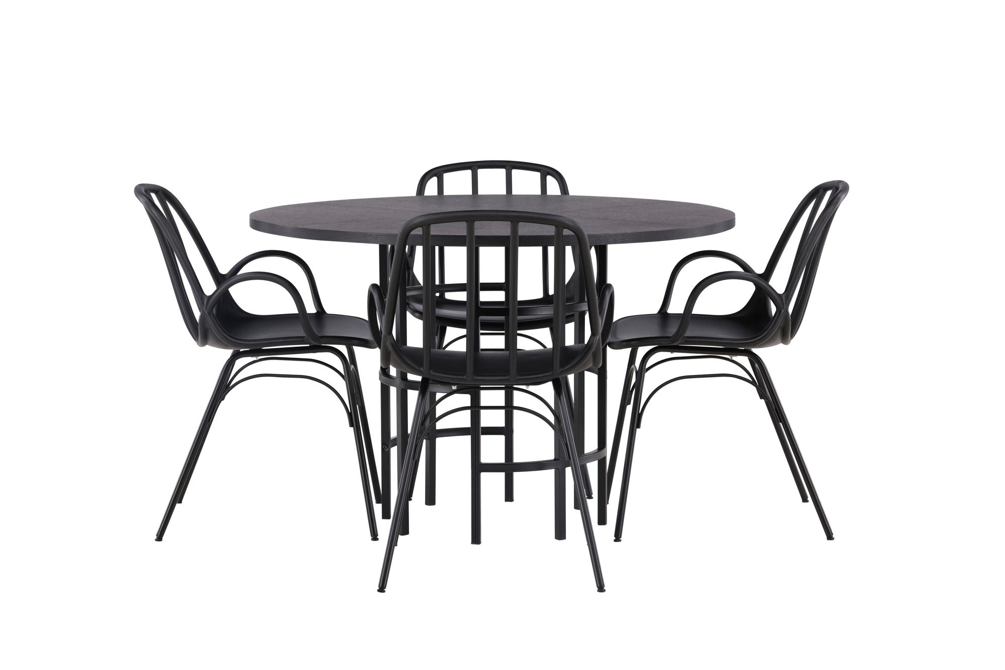 Venture Home Copenhagen spisebord - Black / Black Veneer +Dyrön Spisebordsstol - Black Polypropylene _4