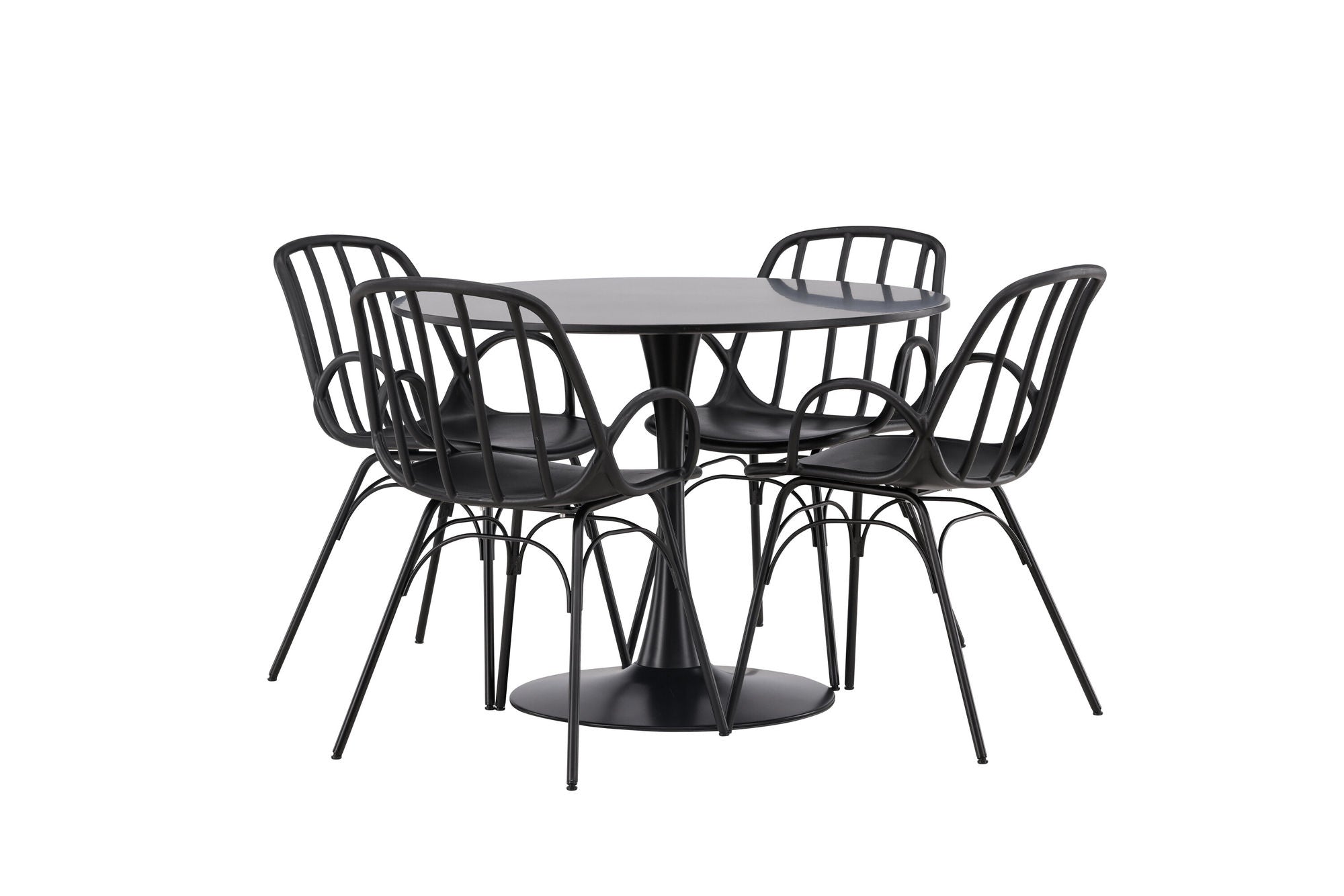 Venture Home Glade spisebord - Black / Black MDF +Dyrön Spisebordsstol - Black Polypropylene _4