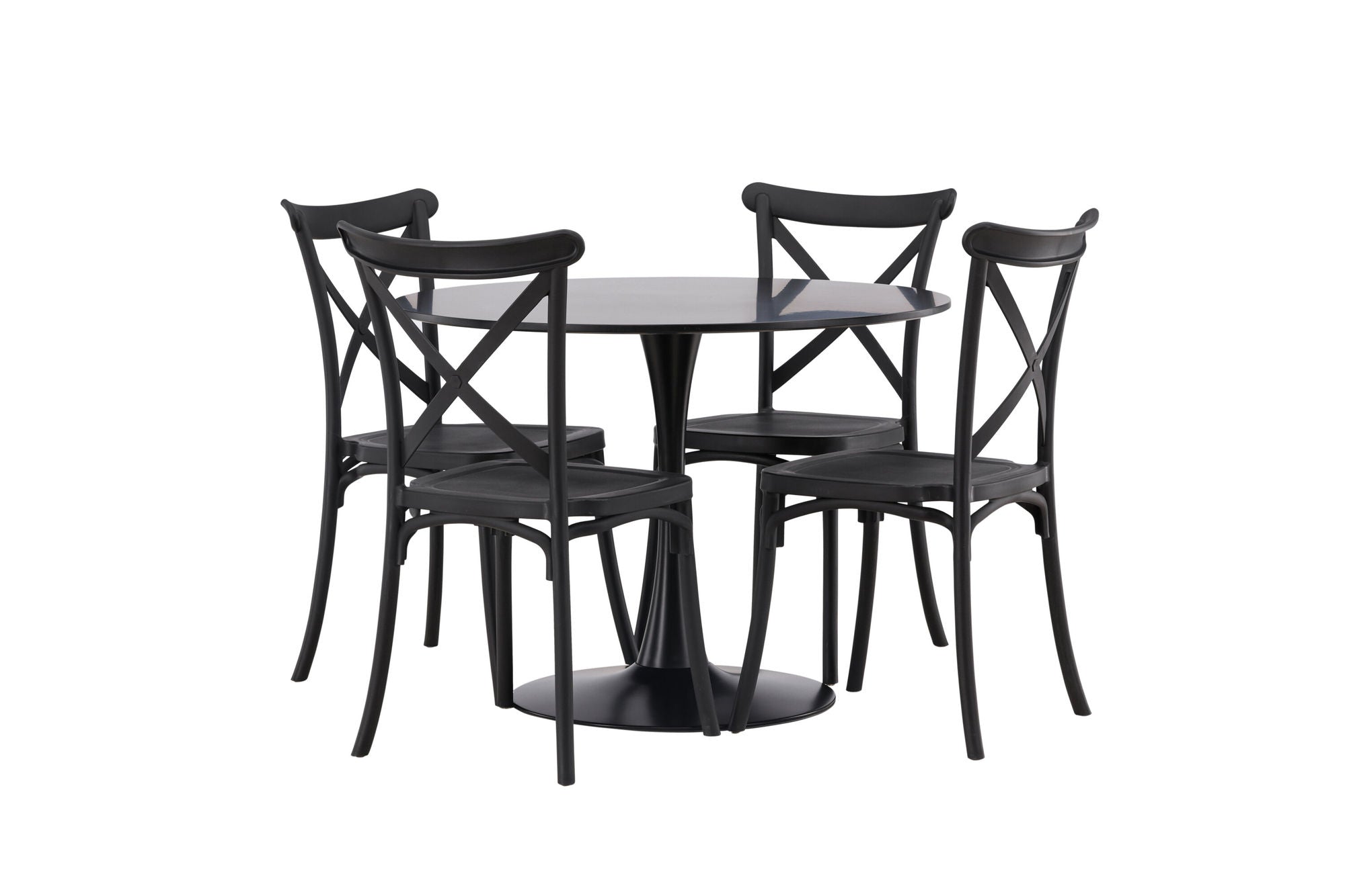 Venture Home Glade spisebord - Black / Black MDF +Crosett Spisebordsstol - Matte Black / Matte Black Plastic _4