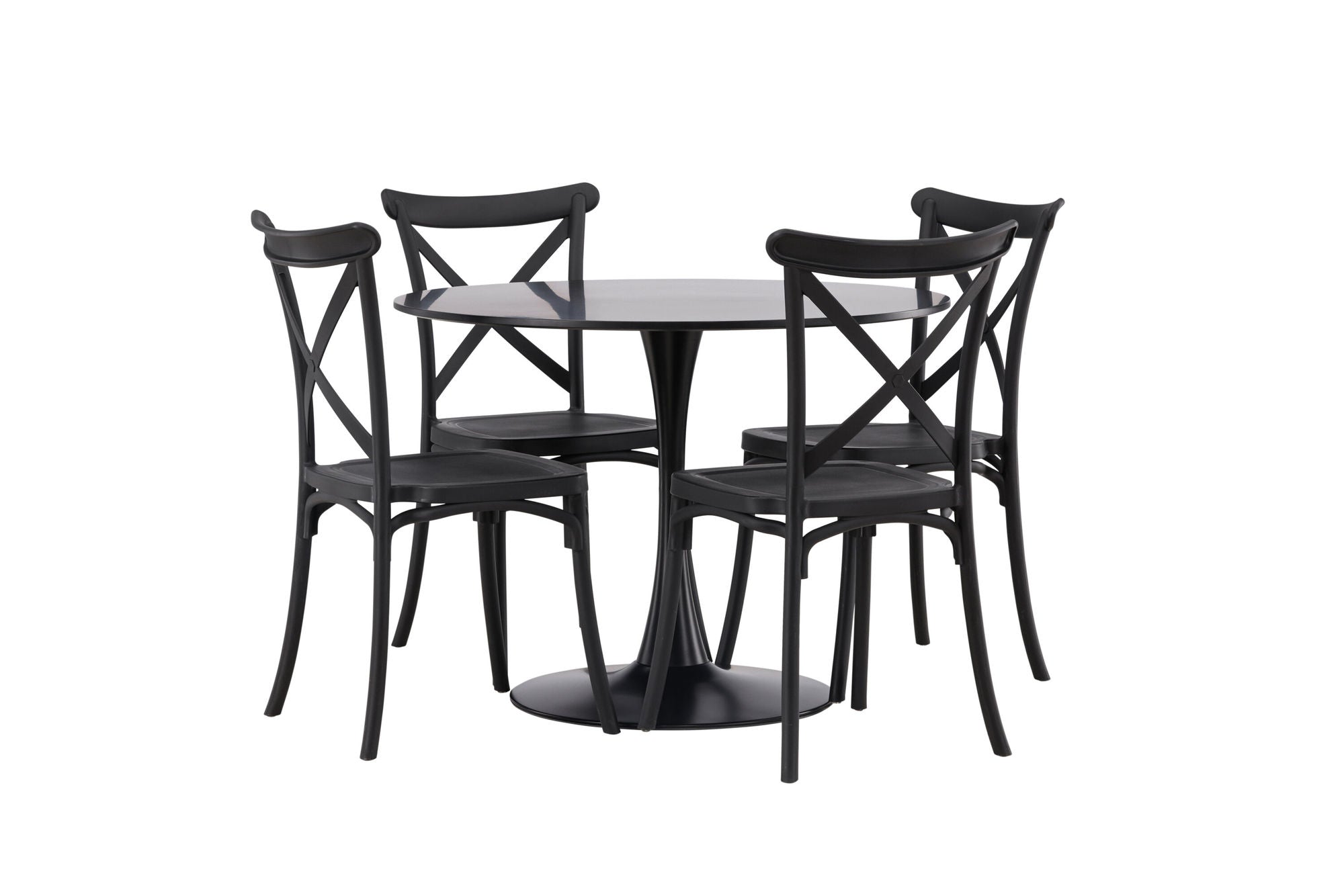Venture Home Glade spisebord - Black / Black MDF +Crosett Spisebordsstol - Matte Black / Matte Black Plastic _4