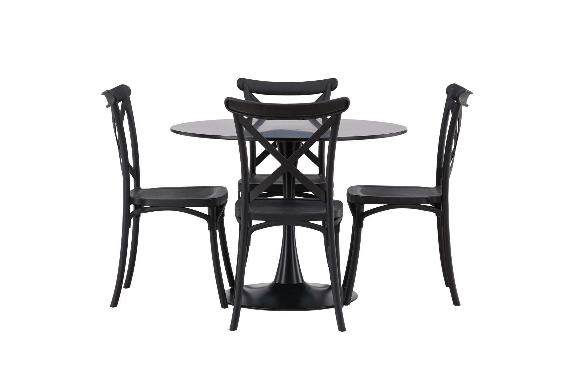 Venture Home Glade spisebord - Black / Black MDF +Crosett Spisebordsstol - Matte Black / Matte Black Plastic _4