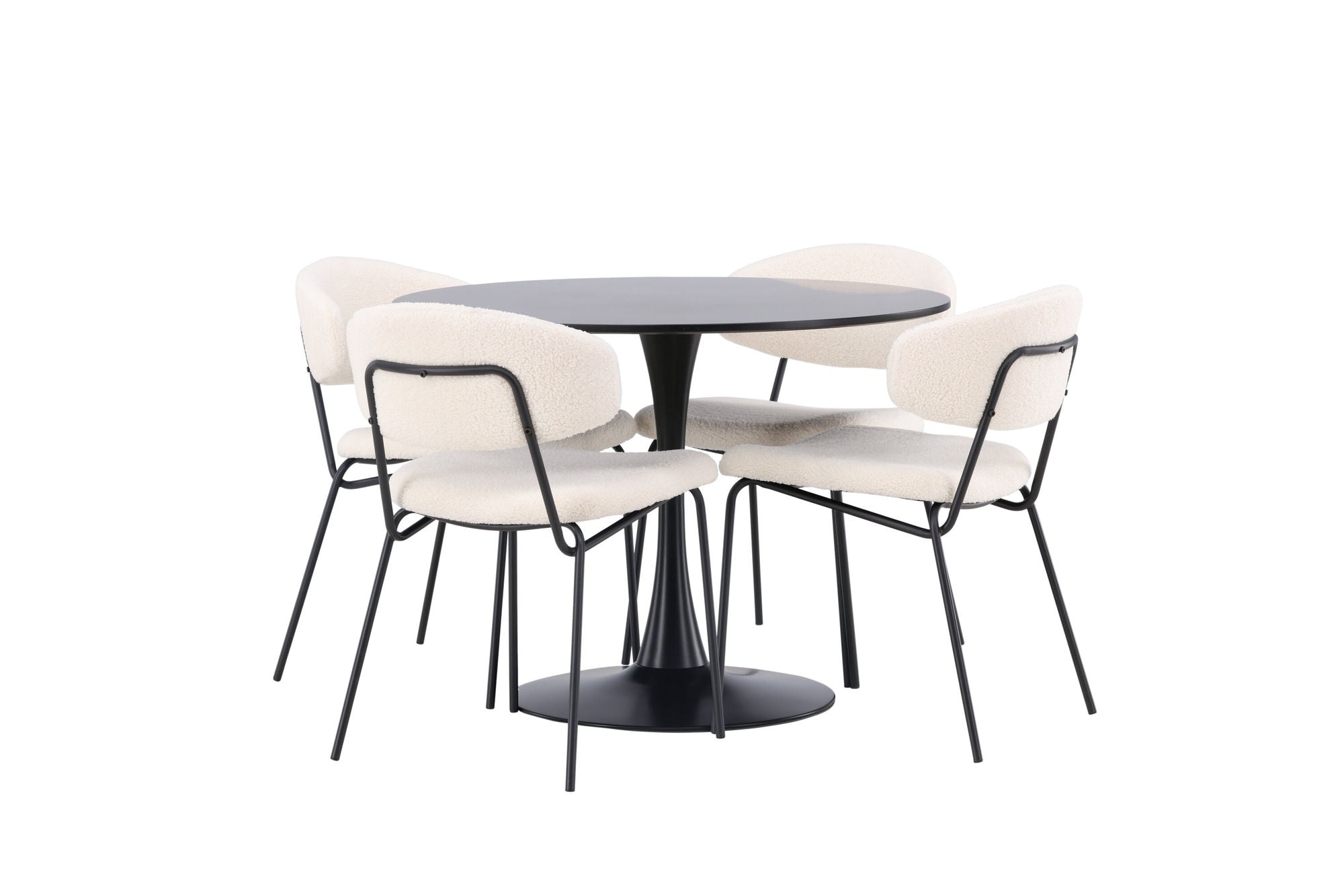 Venture Home Glade spisebord - Black / Black MDF +Chico Spisebordsstol - Black / White Boucle _4