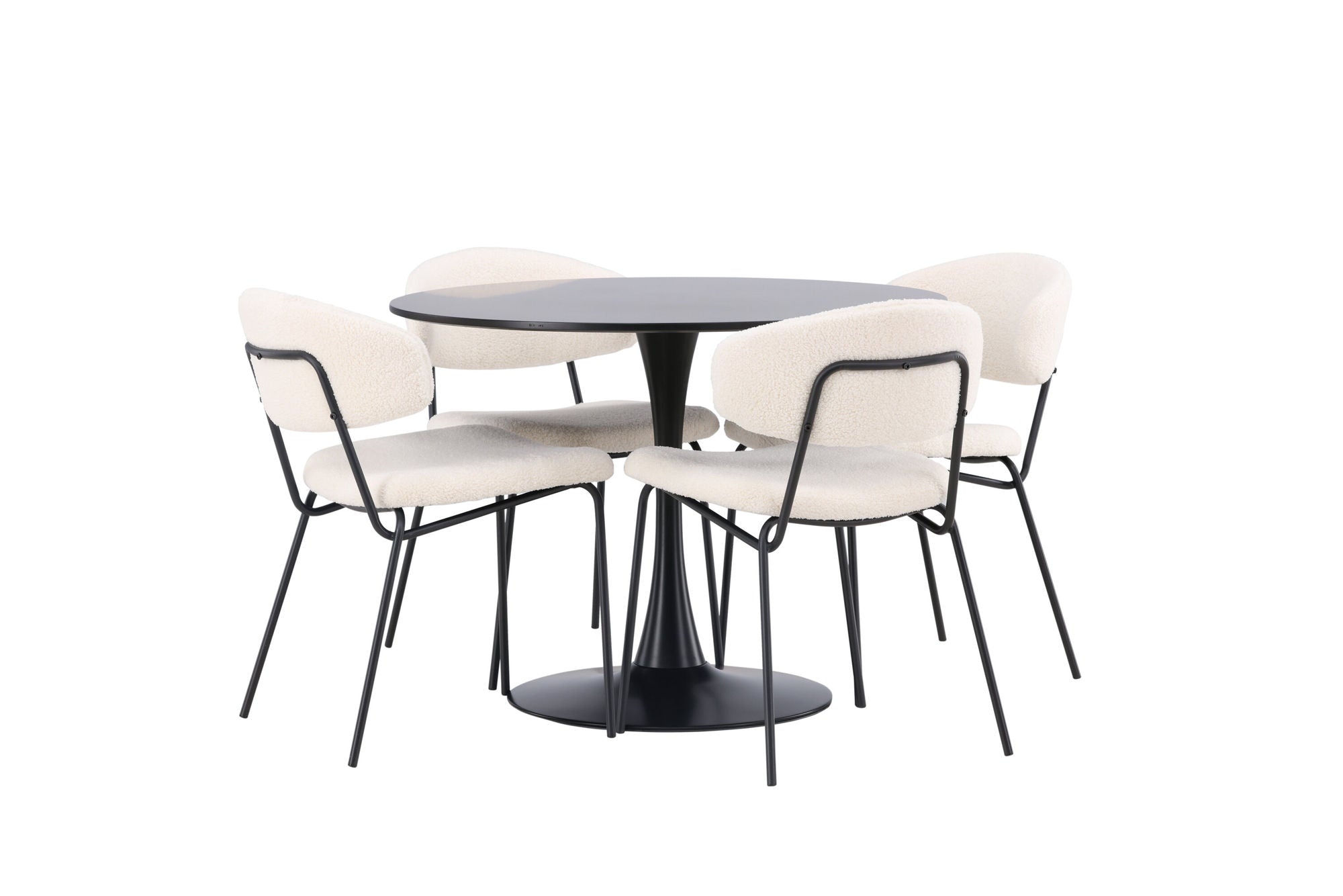 Venture Home Glade spisebord - Black / Black MDF +Chico Spisebordsstol - Black / White Boucle _4