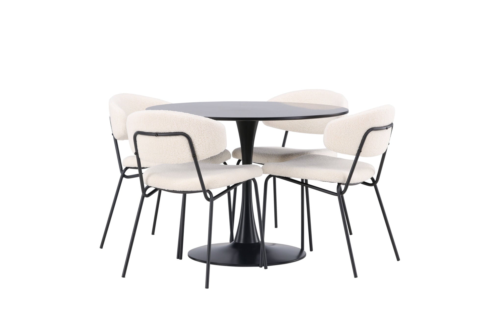 Venture Home Glade spisebord - Black / Black MDF +Chico Spisebordsstol - Black / White Boucle _4