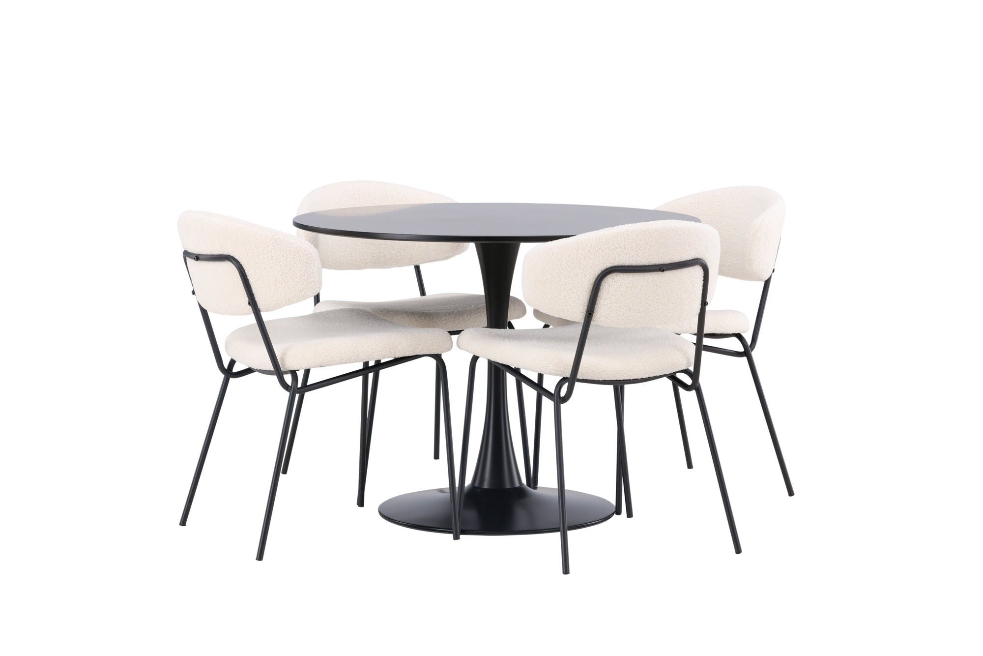 Venture Home Glade spisebord - Black / Black MDF +Chico Spisebordsstol - Black / White Boucle _4