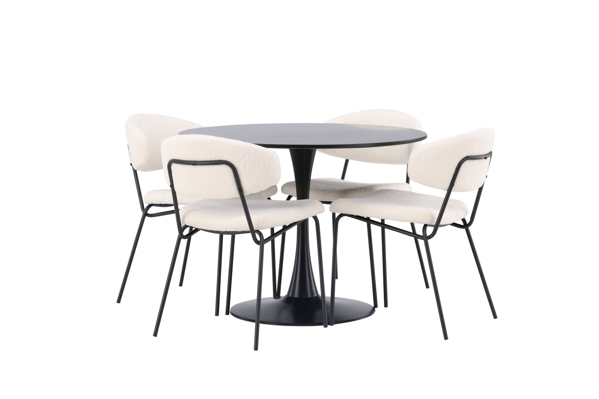 Venture Home Glade spisebord - Black / Black MDF +Chico Spisebordsstol - Black / White Boucle _4