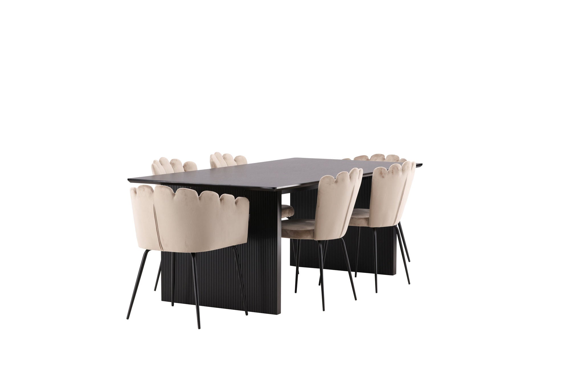 Venture Home Vail spisebord - Black / Smoked Black MDF +Limhamn Light stol - Black / Beige Velvet _4