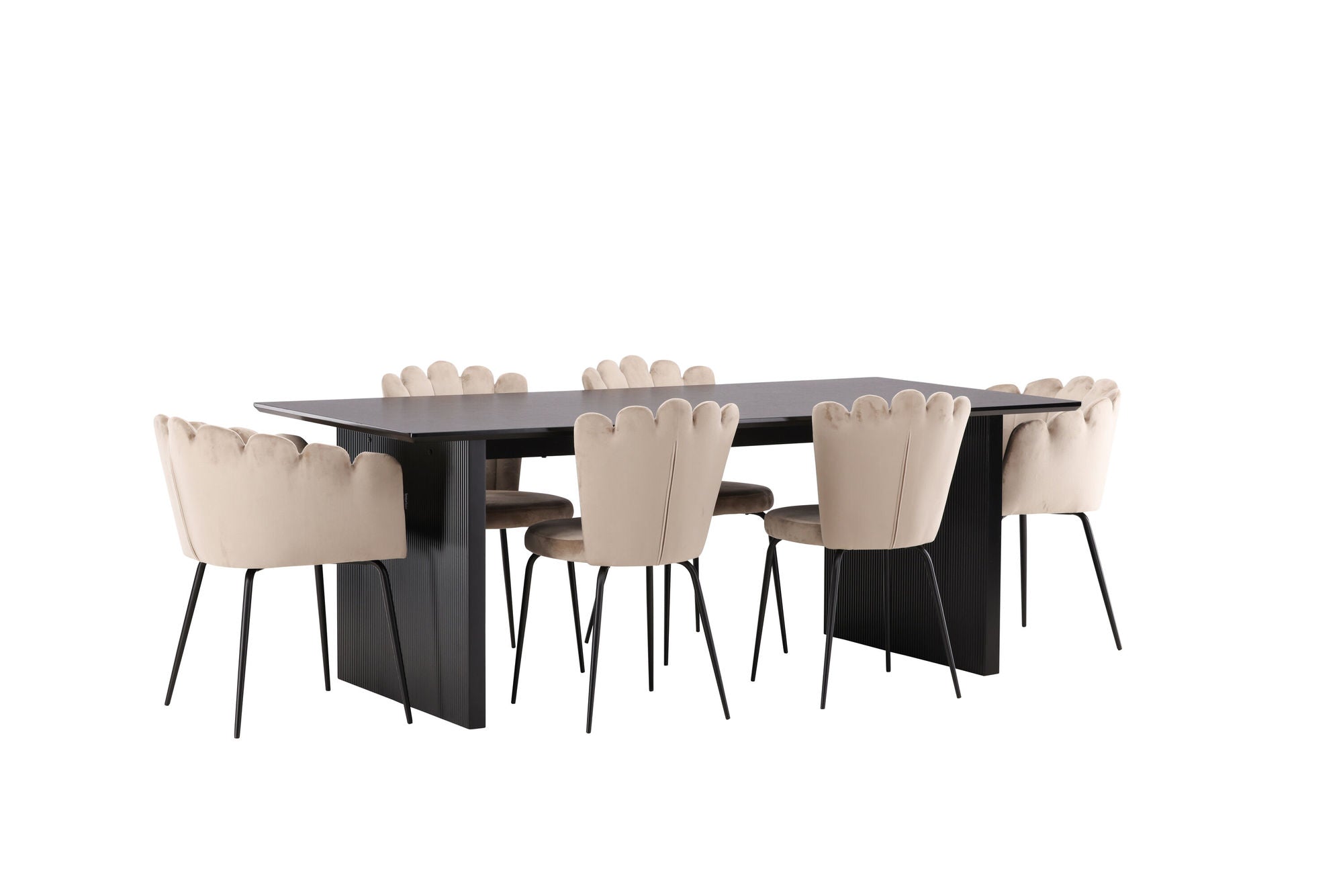 Venture Home Vail spisebord - Black / Smoked Black MDF +Limhamn Light stol - Black / Beige Velvet _4