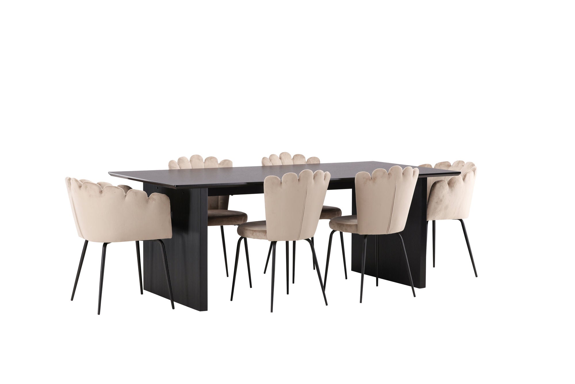 Venture Home Vail spisebord - Black / Smoked Black MDF +Limhamn Light stol - Black / Beige Velvet _4