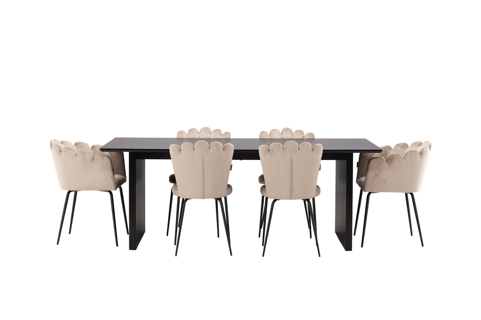 Venture Home Vail spisebord - Black / Smoked Black MDF +Limhamn Light stol - Black / Beige Velvet _4