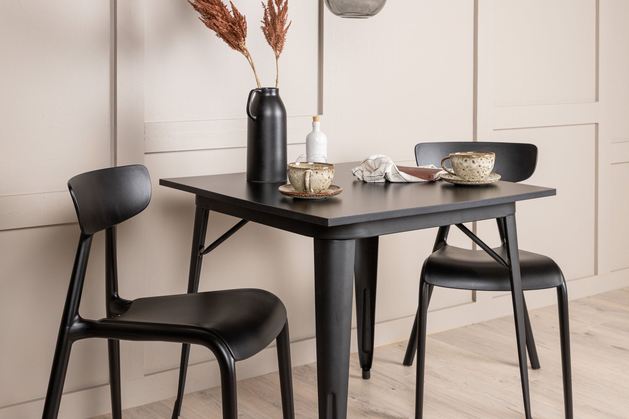 Venture Home Tempe spisebord - Black / Black MDF +Ursholmen Spisebordsstol - Black Polypropylene _2