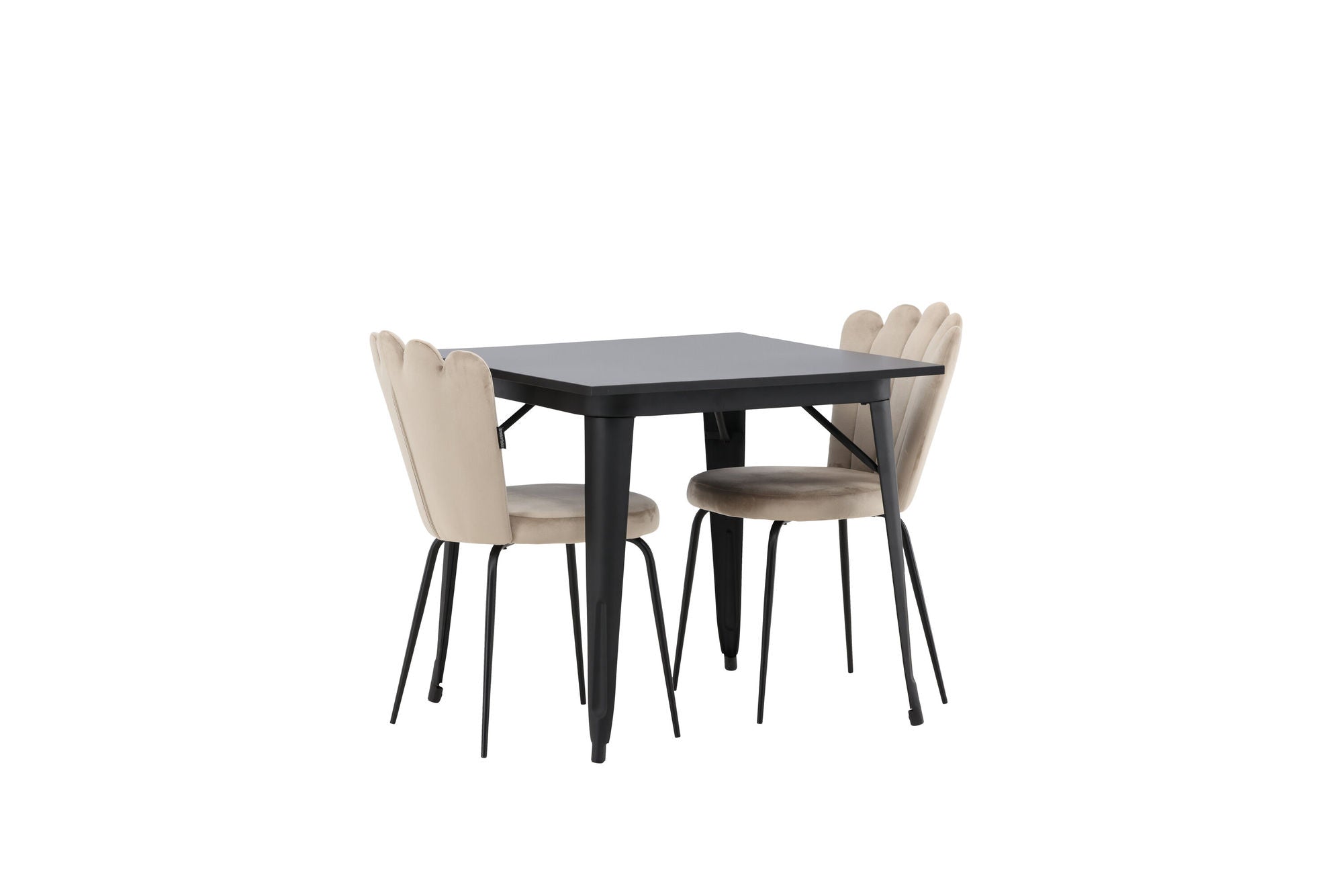 Venture Home Tempe spisebord - Black / Black MDF +Limhamn Light stol - Black / Beige Velvet _2