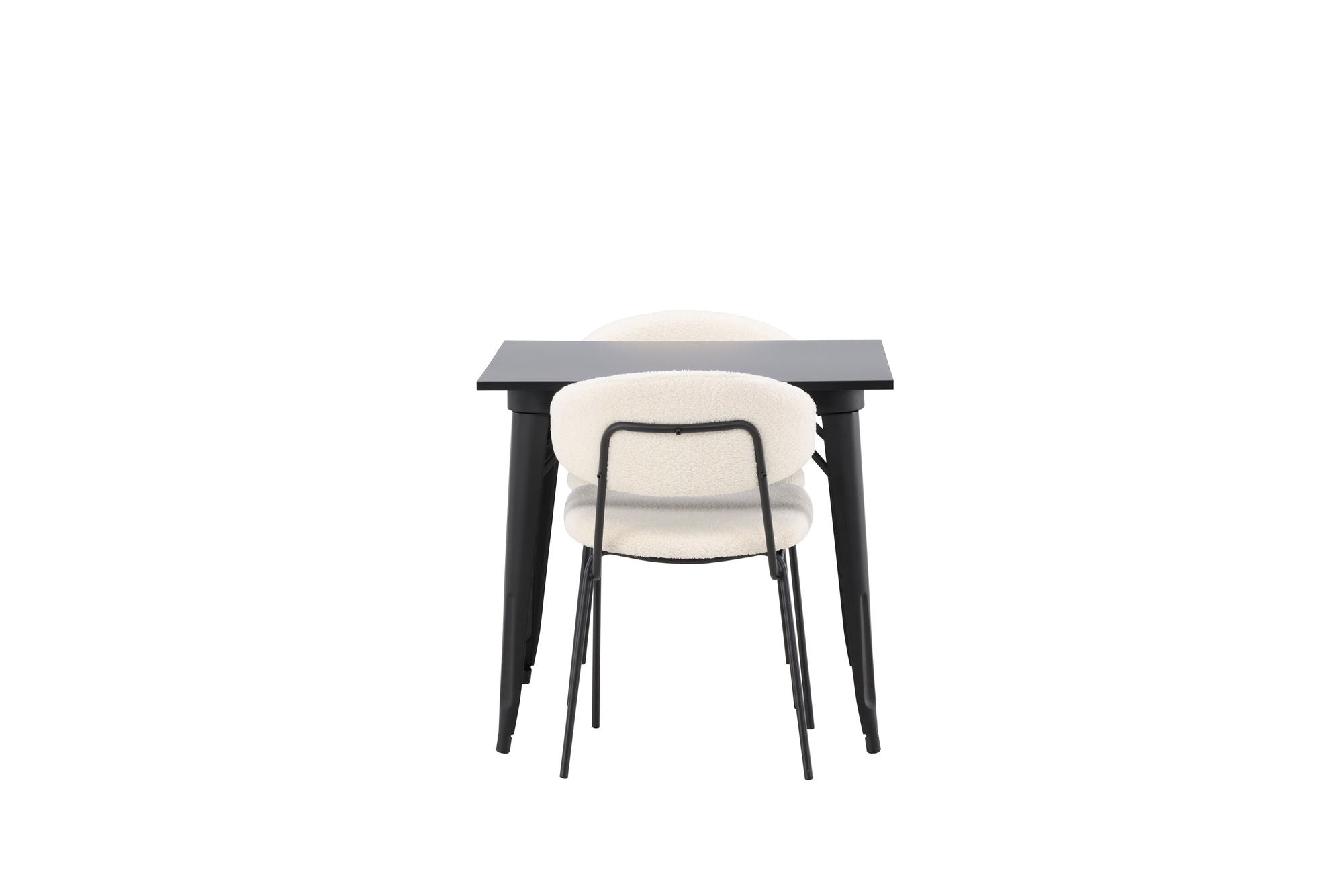 Venture Home Tempe spisebord - Black / Black MDF +Chico Spisebordsstol - Black / White Boucle _2