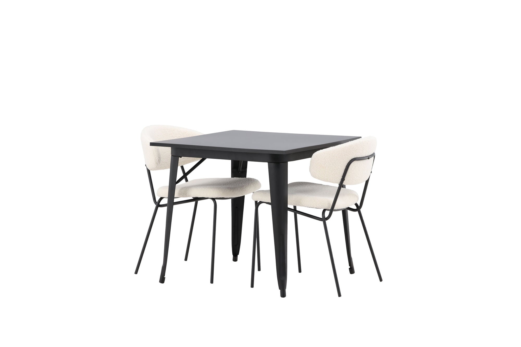 Venture Home Tempe spisebord - Black / Black MDF +Chico Spisebordsstol - Black / White Boucle _2