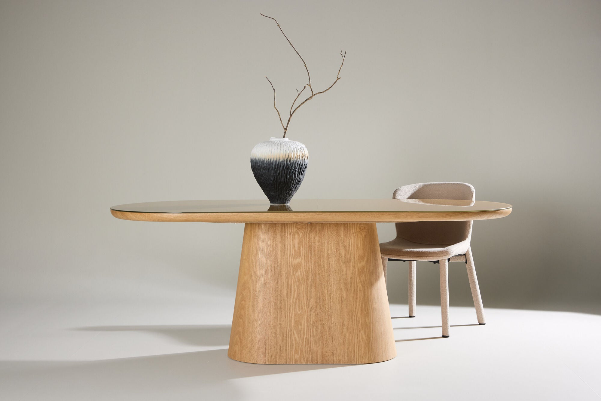 Venture Home Castor spisebord 90x200 cm - Nature / Glass Top