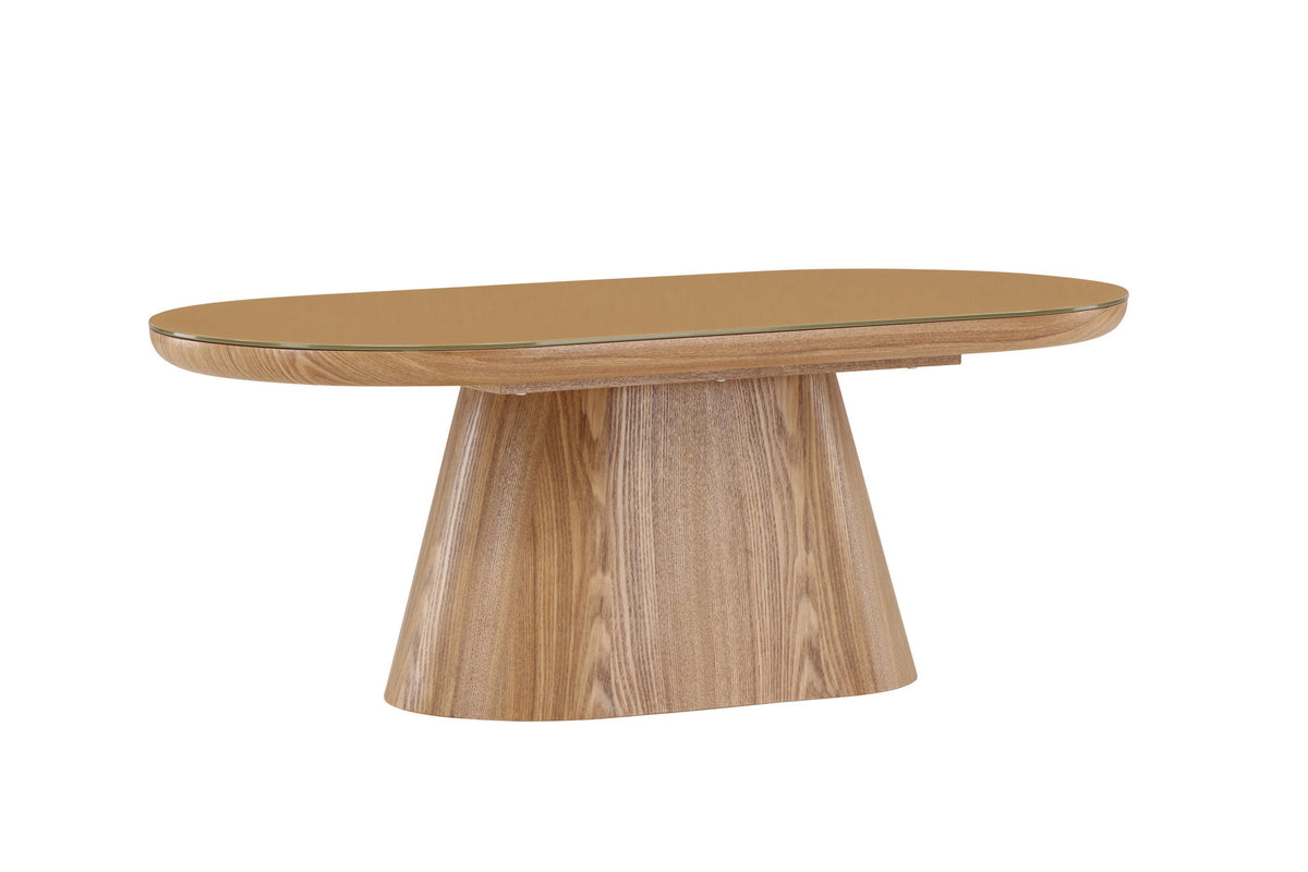 Castor Oval sofa bord - Nature / Glass Top