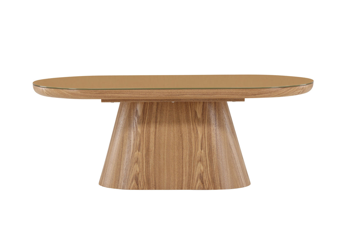 Castor Oval sofa bord - Nature / Glass Top