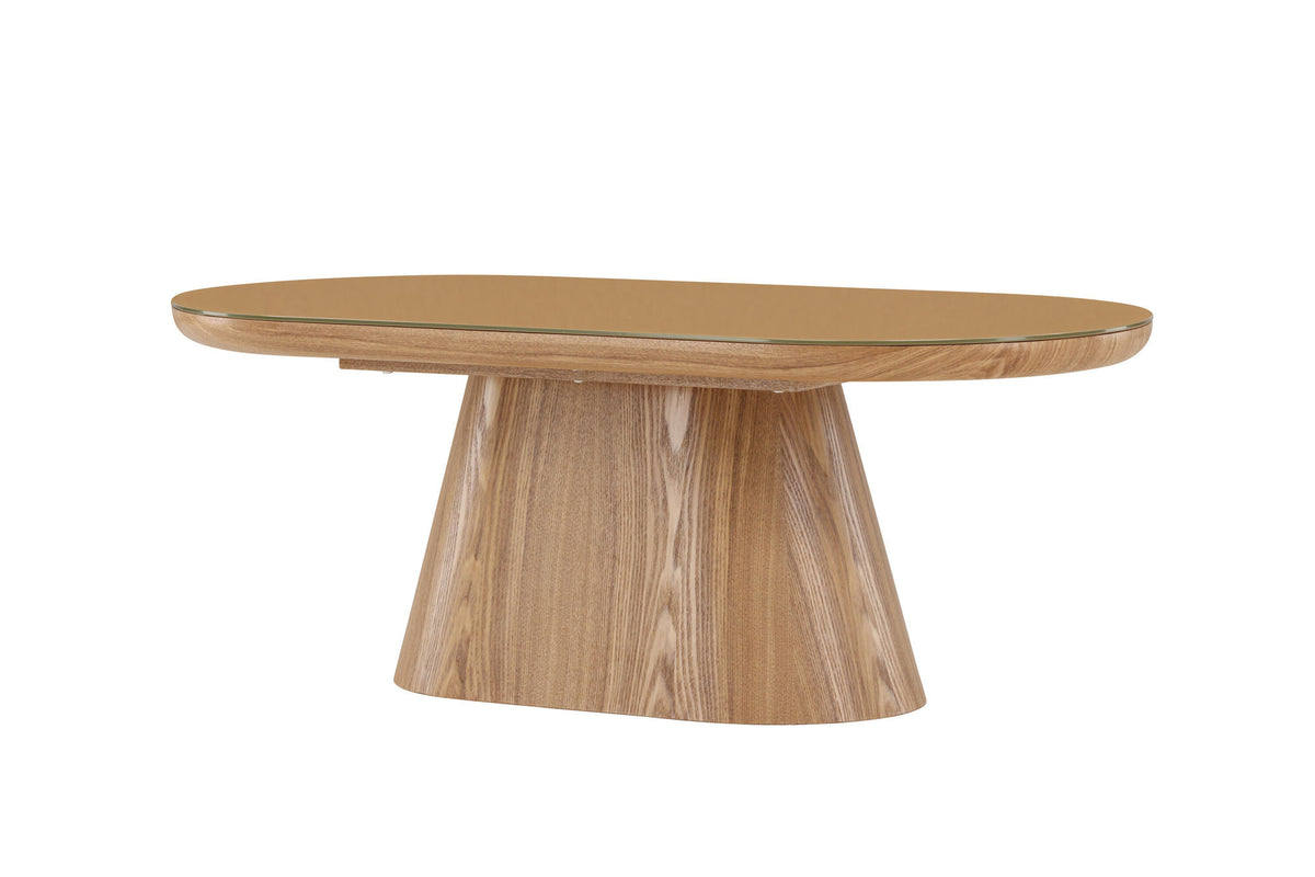 Castor Oval sofa bord - Nature / Glass Top