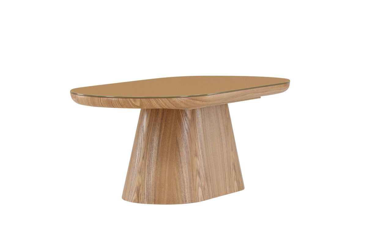Castor Oval sofa bord - Nature / Glass Top