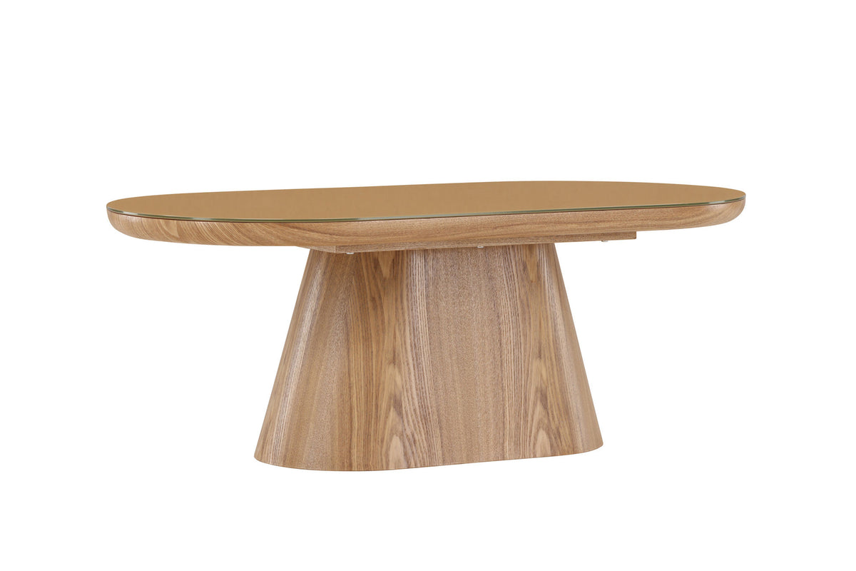 Castor Oval sofa bord - Nature / Glass Top