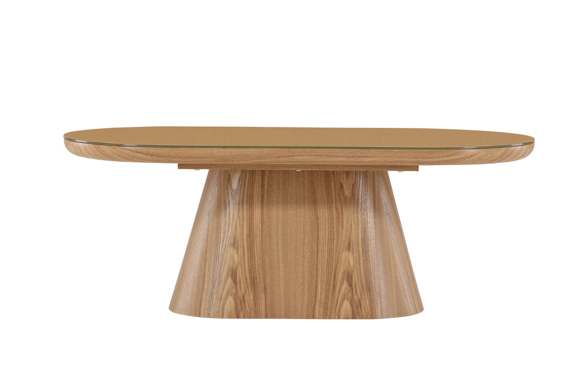 Castor Oval sofa bord - Nature / Glass Top