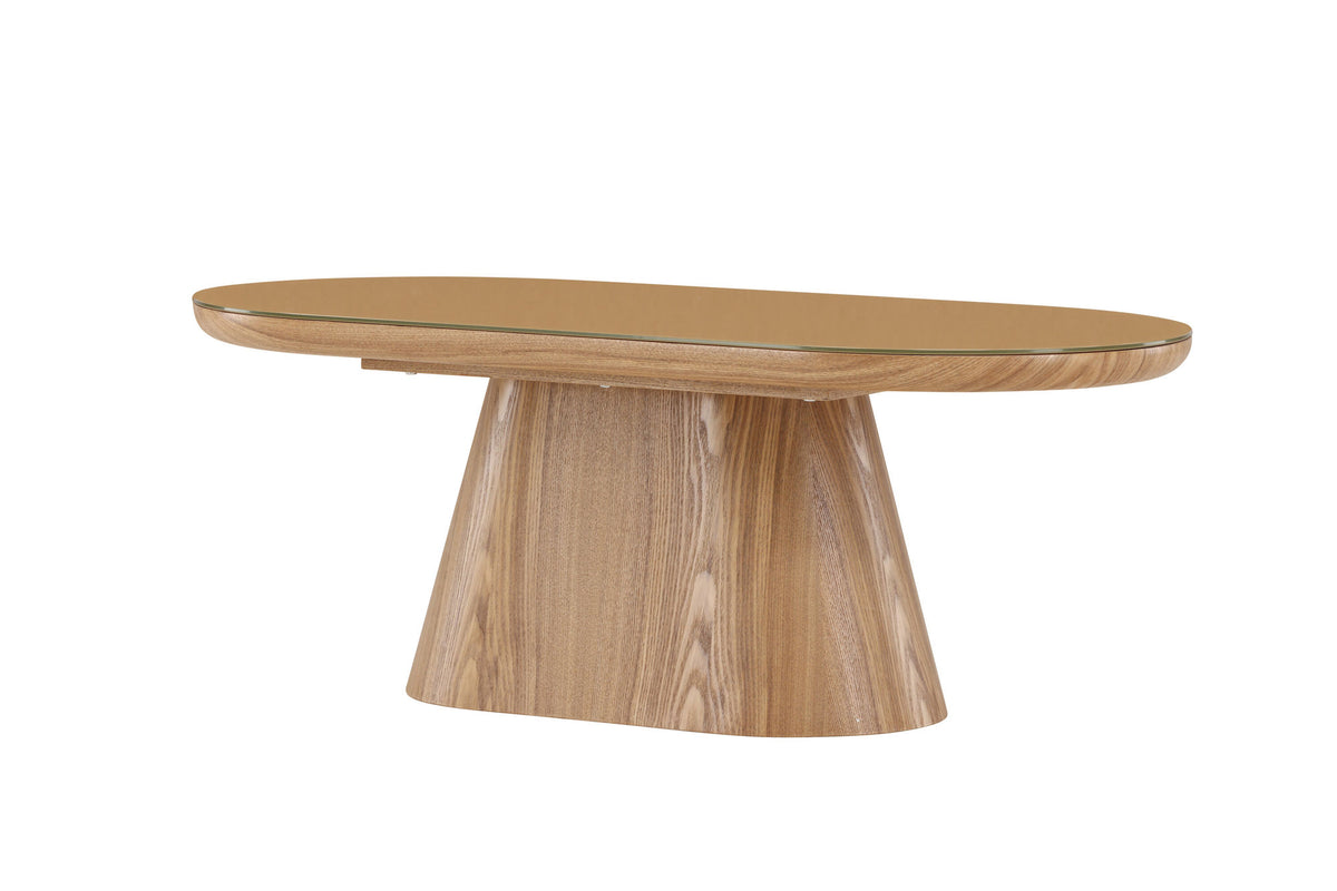 Castor Oval sofa bord - Nature / Glass Top