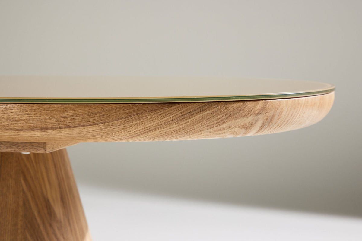 Castor Oval sofa bord - Nature / Glass Top