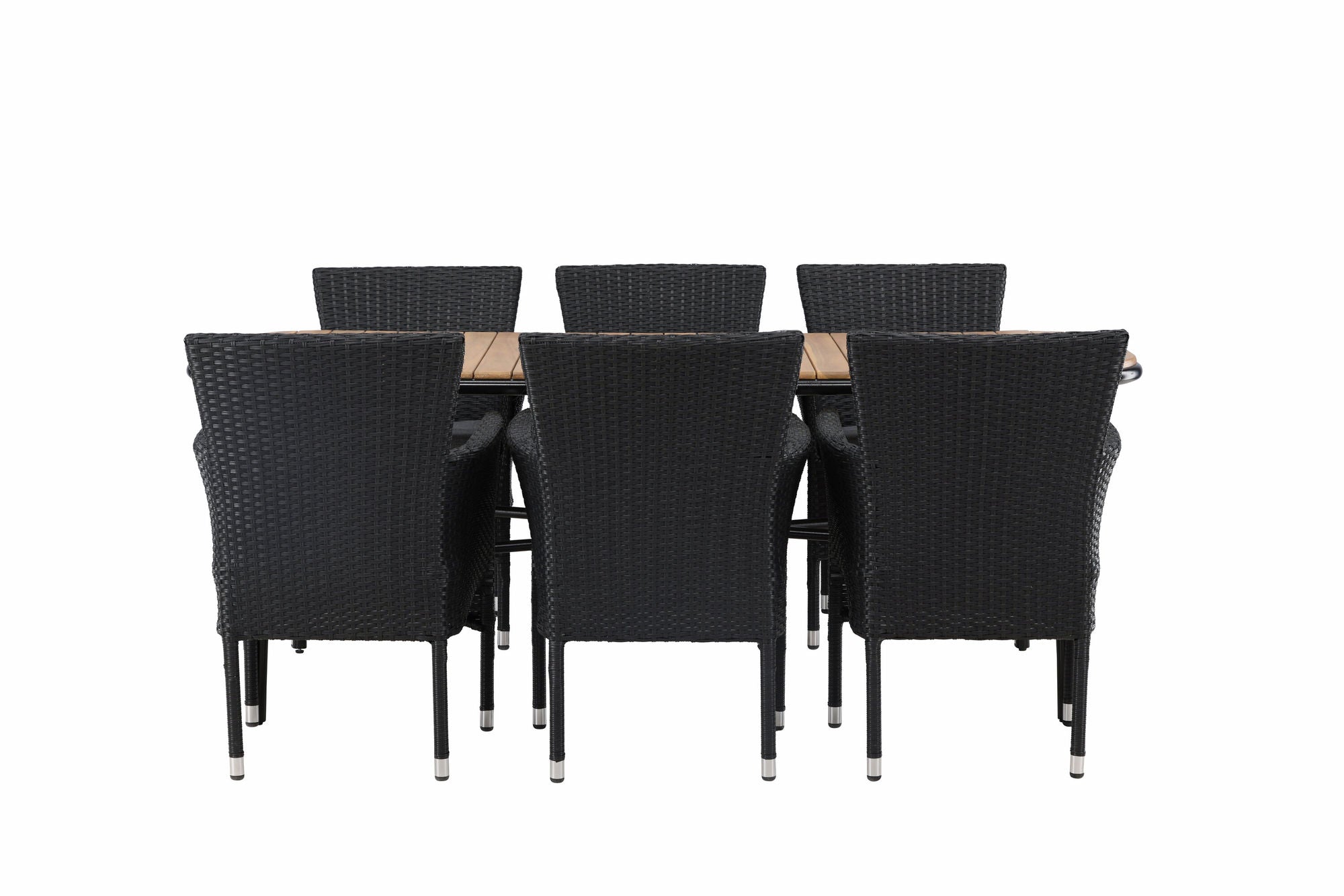 Venture Home Holmbeck Diningbord Steel - Black / Rectangular 90*200*75 +Malina Diningchair Alumnium - Black / Wicker _6