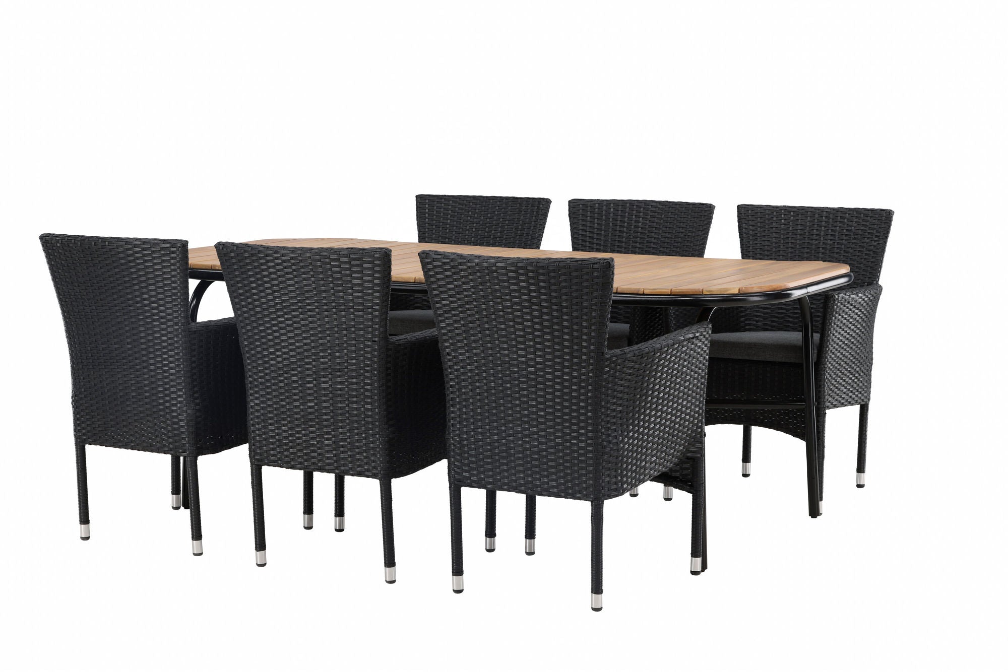 Venture Home Holmbeck Diningbord Steel - Black / Rectangular 90*200*75 +Malina Diningchair Alumnium - Black / Wicker _6