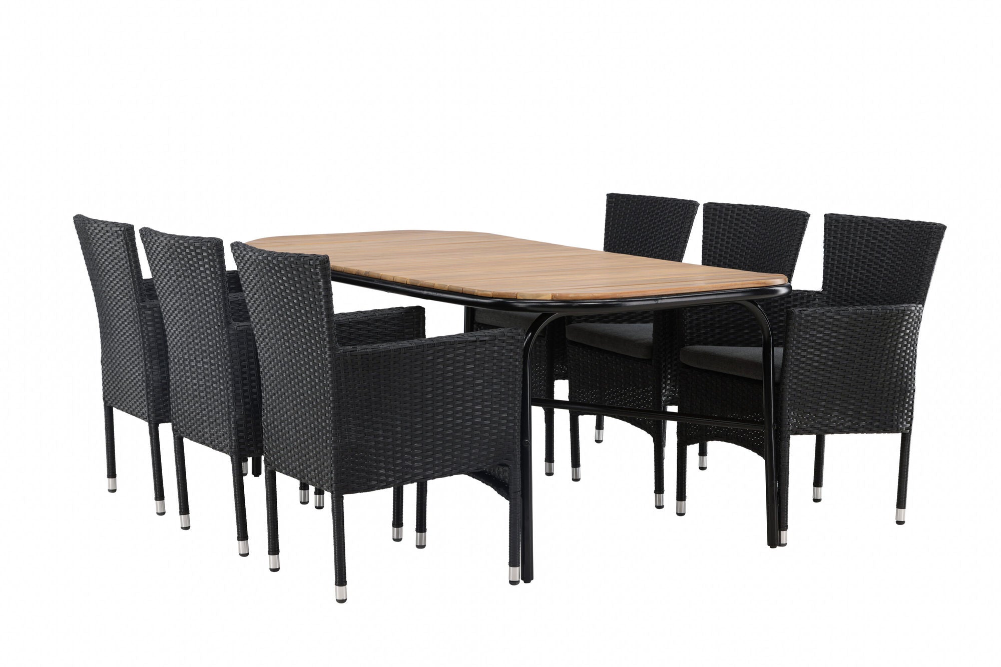 Venture Home Holmbeck Diningbord Steel - Black / Rectangular 90*200*75 +Malina Diningchair Alumnium - Black / Wicker _6