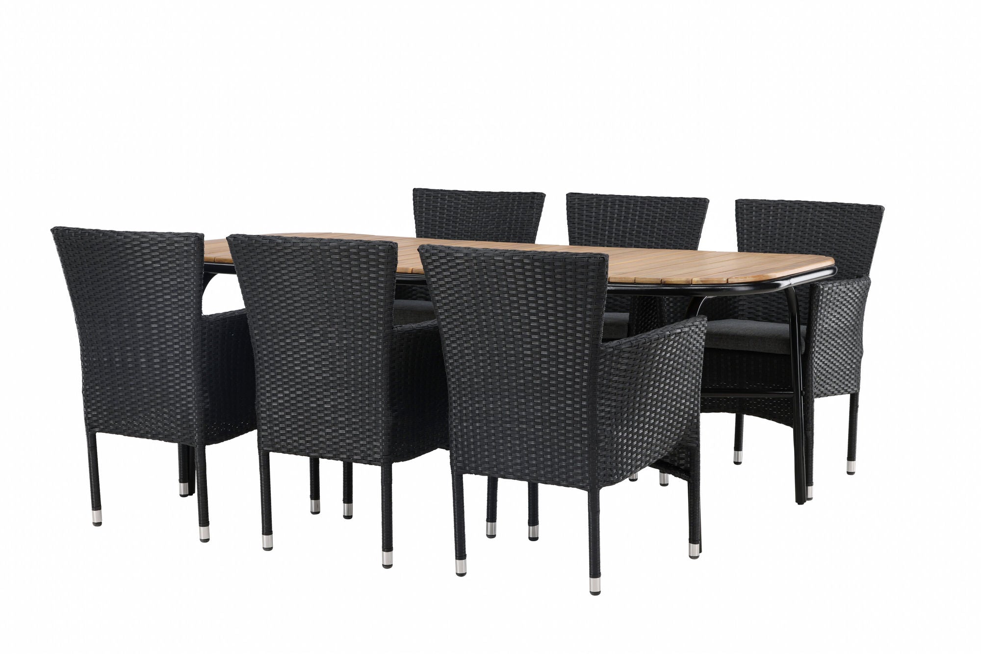 Venture Home Holmbeck Diningbord Steel - Black / Rectangular 90*200*75 +Malina Diningchair Alumnium - Black / Wicker _6