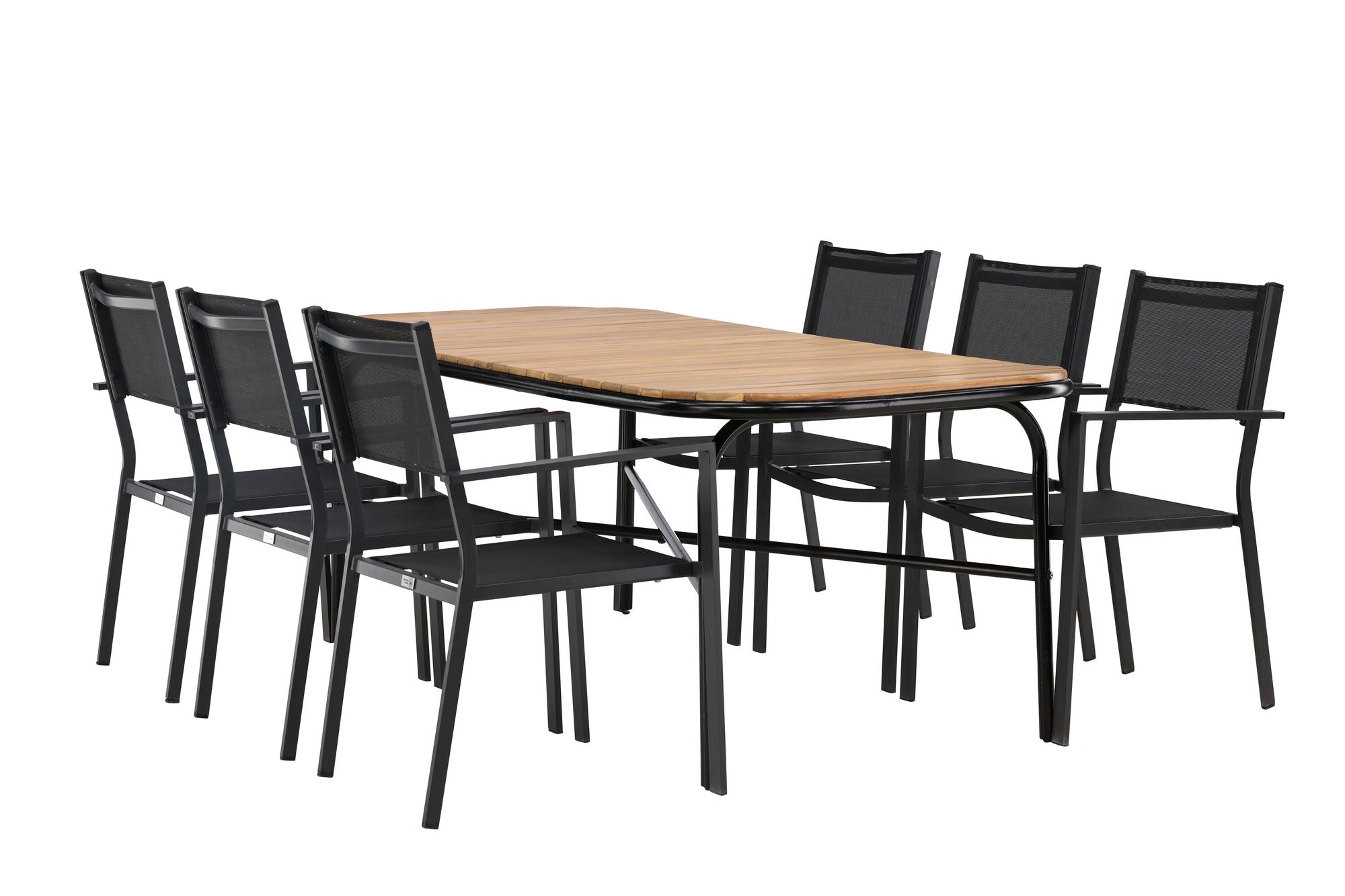 Venture Home Holmbeck Diningbord Steel - Black / Rectangular 90*200*75 +Copacabana Stacking stol - Black/Black - Ersätter 4131-408 _6