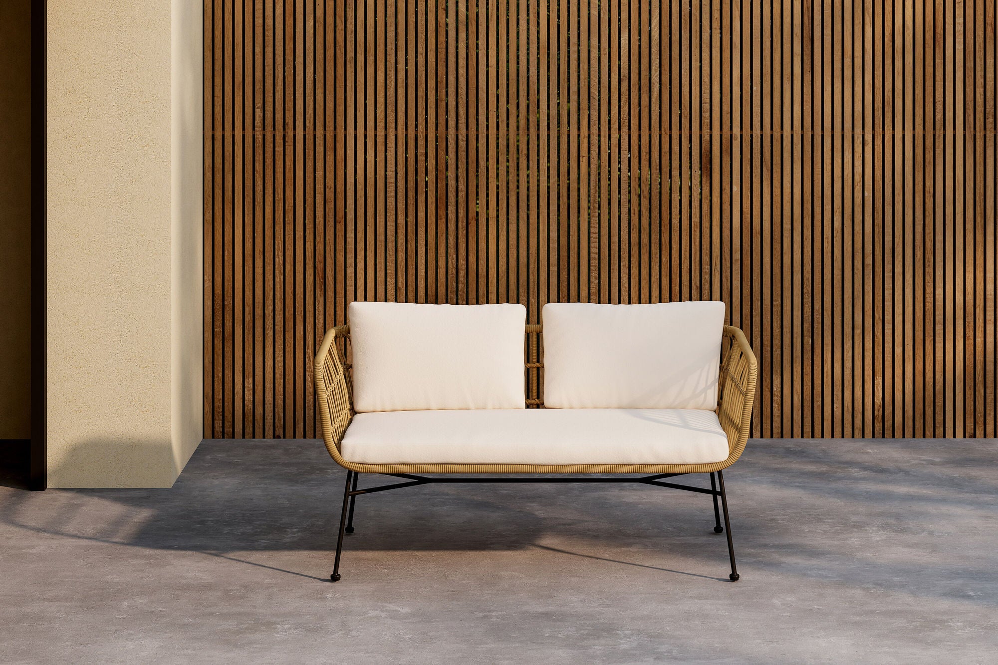 Venture Home Isola Lounge Sofa - Black / Nature Rattan