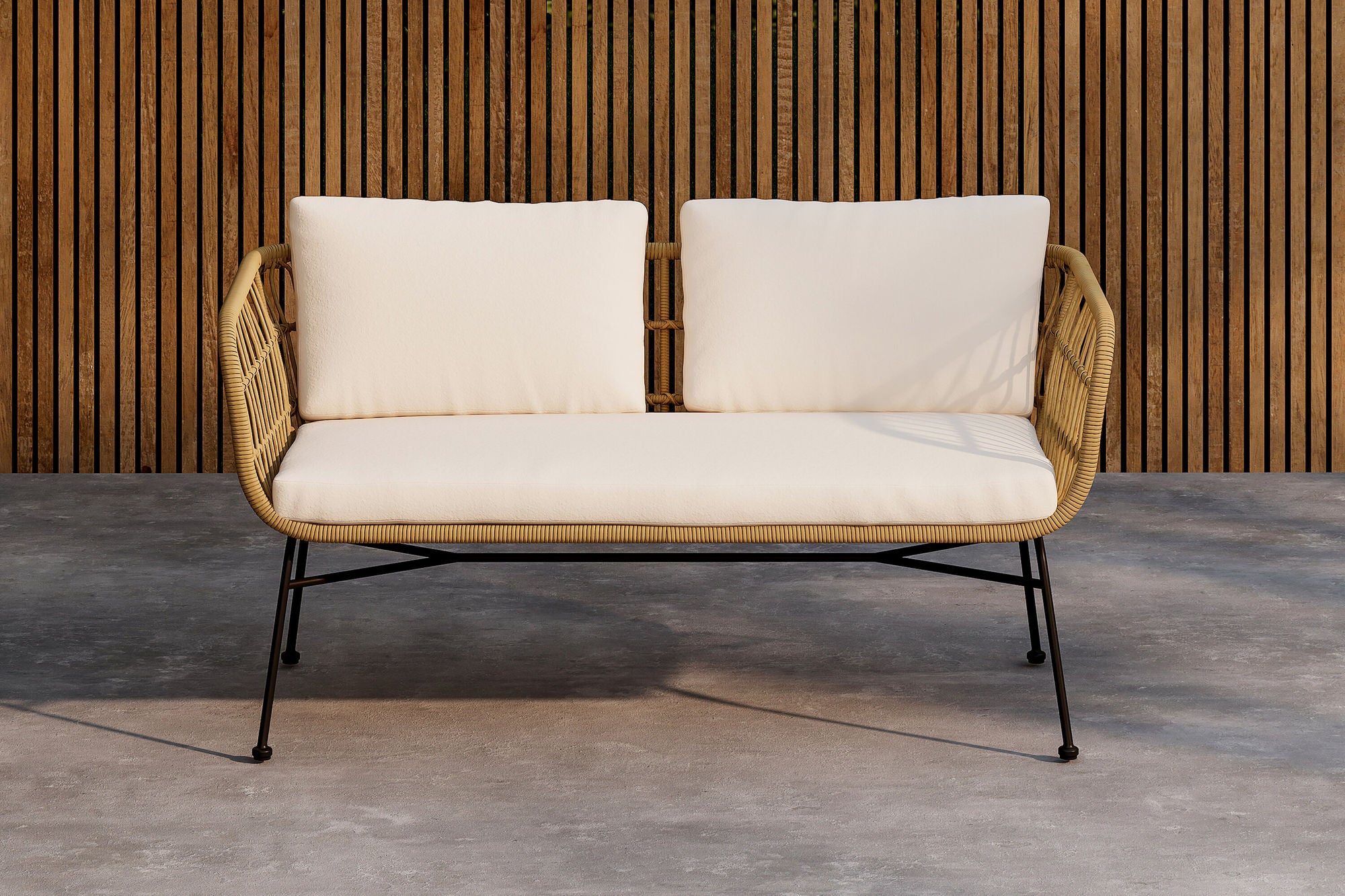 Venture Home Isola Lounge Sofa - Black / Nature Rattan