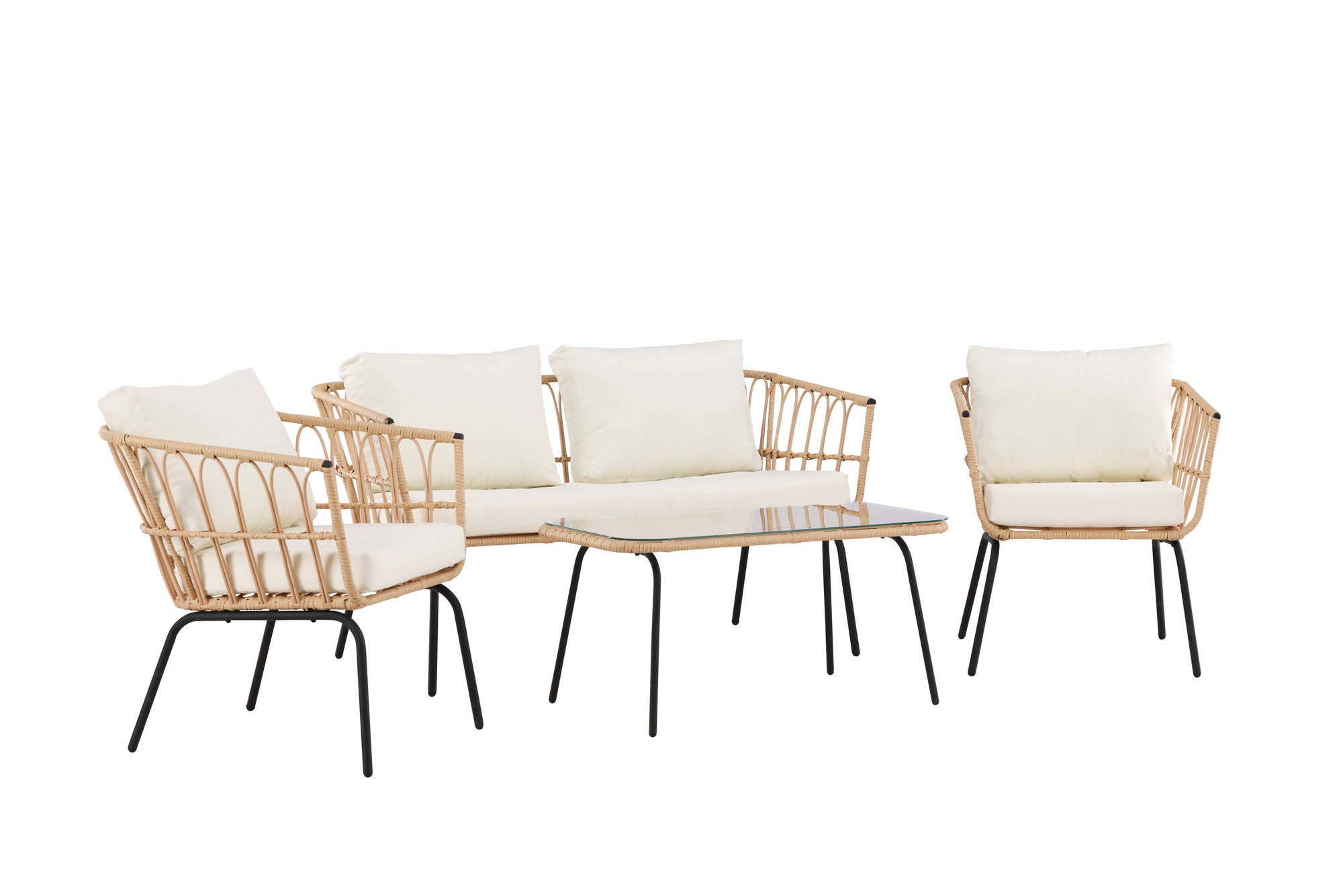Venture Home Ortigia Lounge Set - Black / Nature Rattan