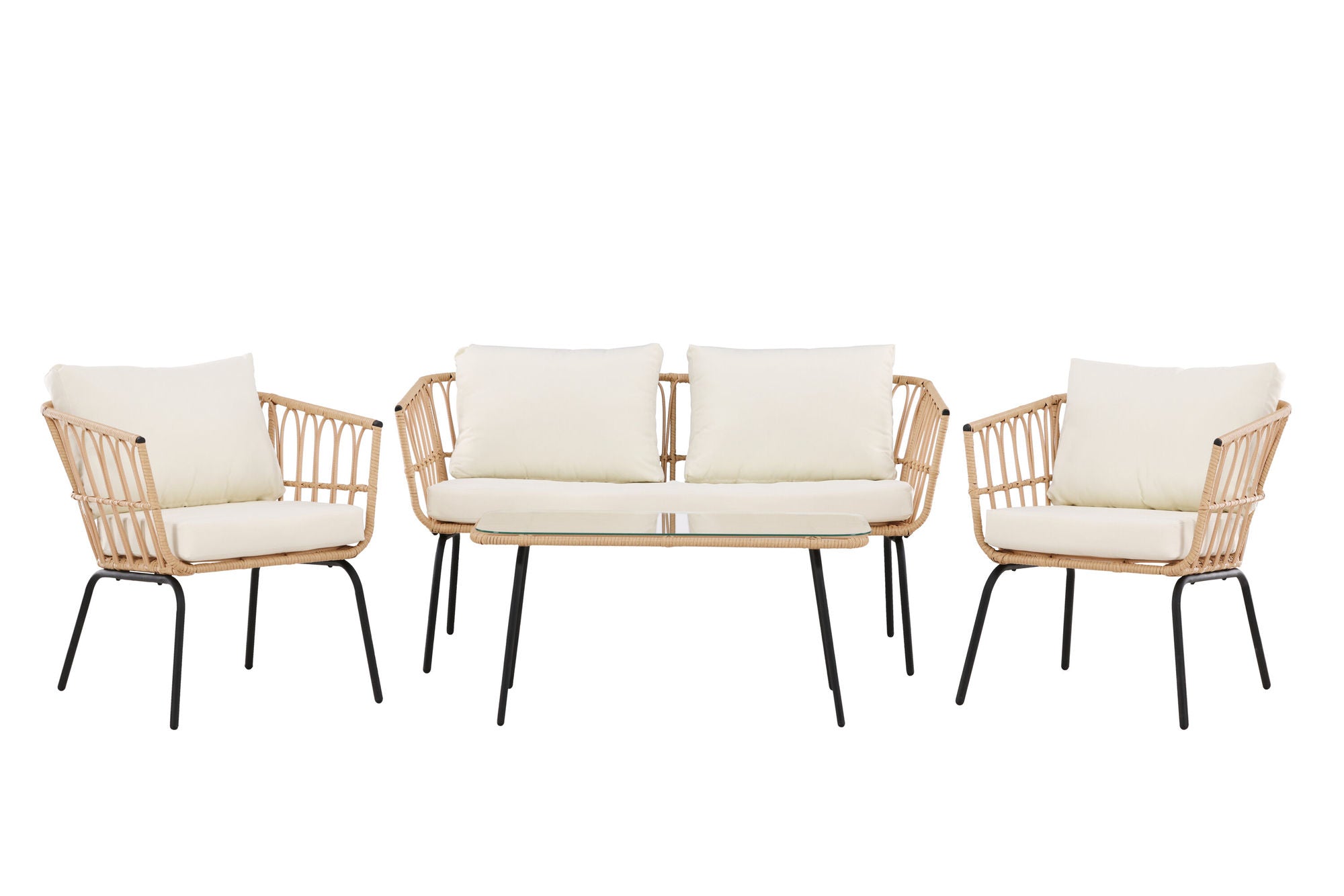 Venture Home Ortigia Lounge Set - Black / Nature Rattan