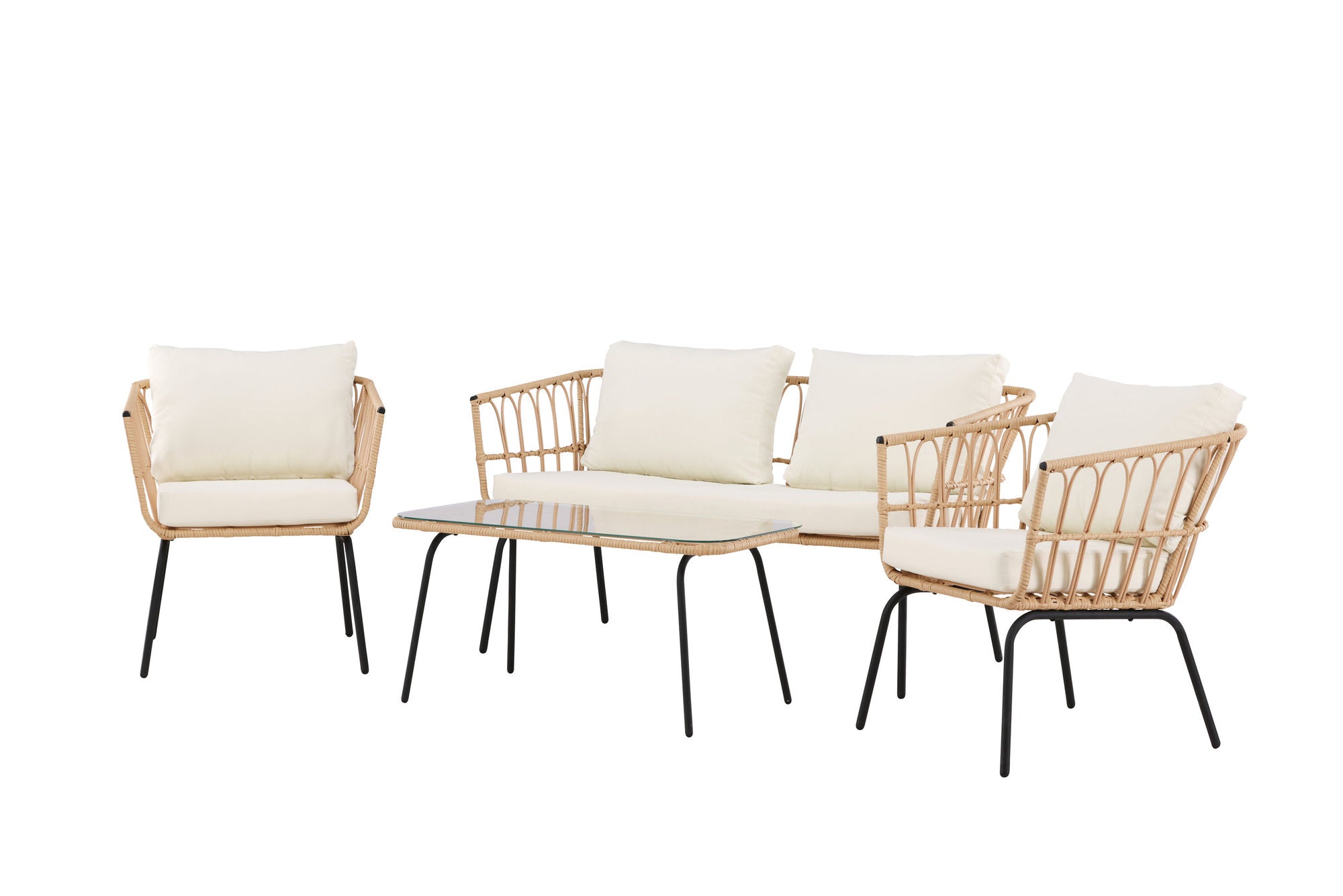 Venture Home Ortigia Lounge Set - Black / Nature Rattan
