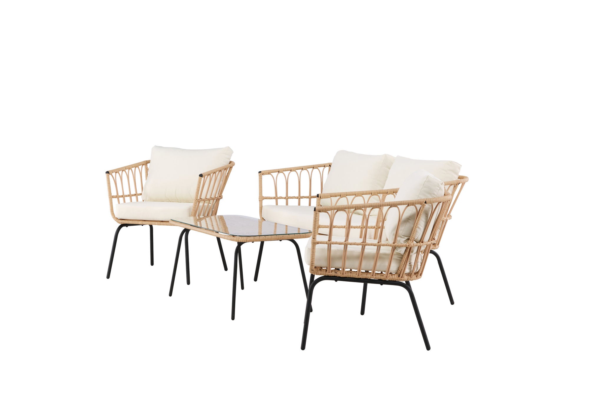 Venture Home Ortigia Lounge Set - Black / Nature Rattan